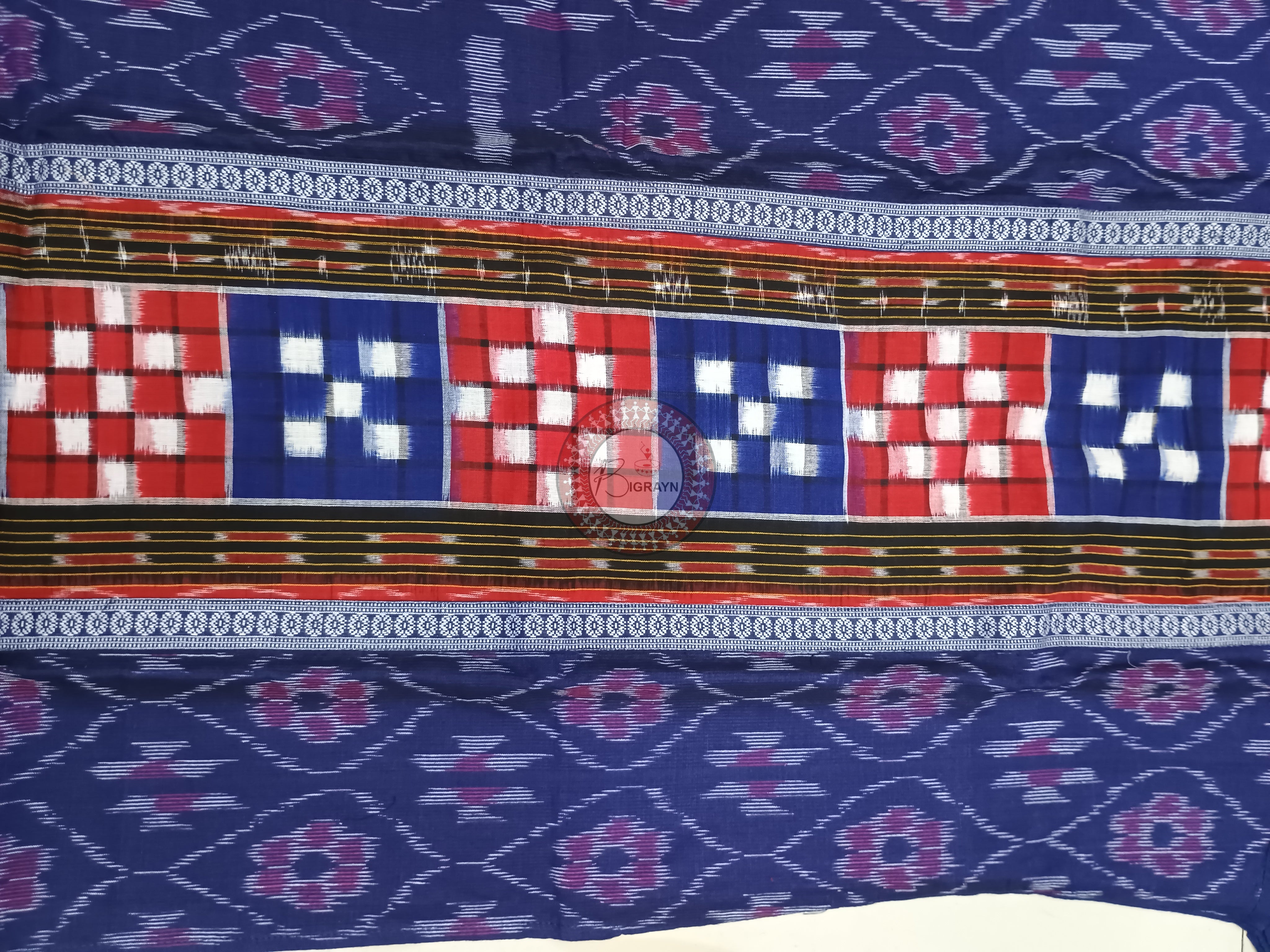 Blue Red Pasapali Designer A-Line Kurti