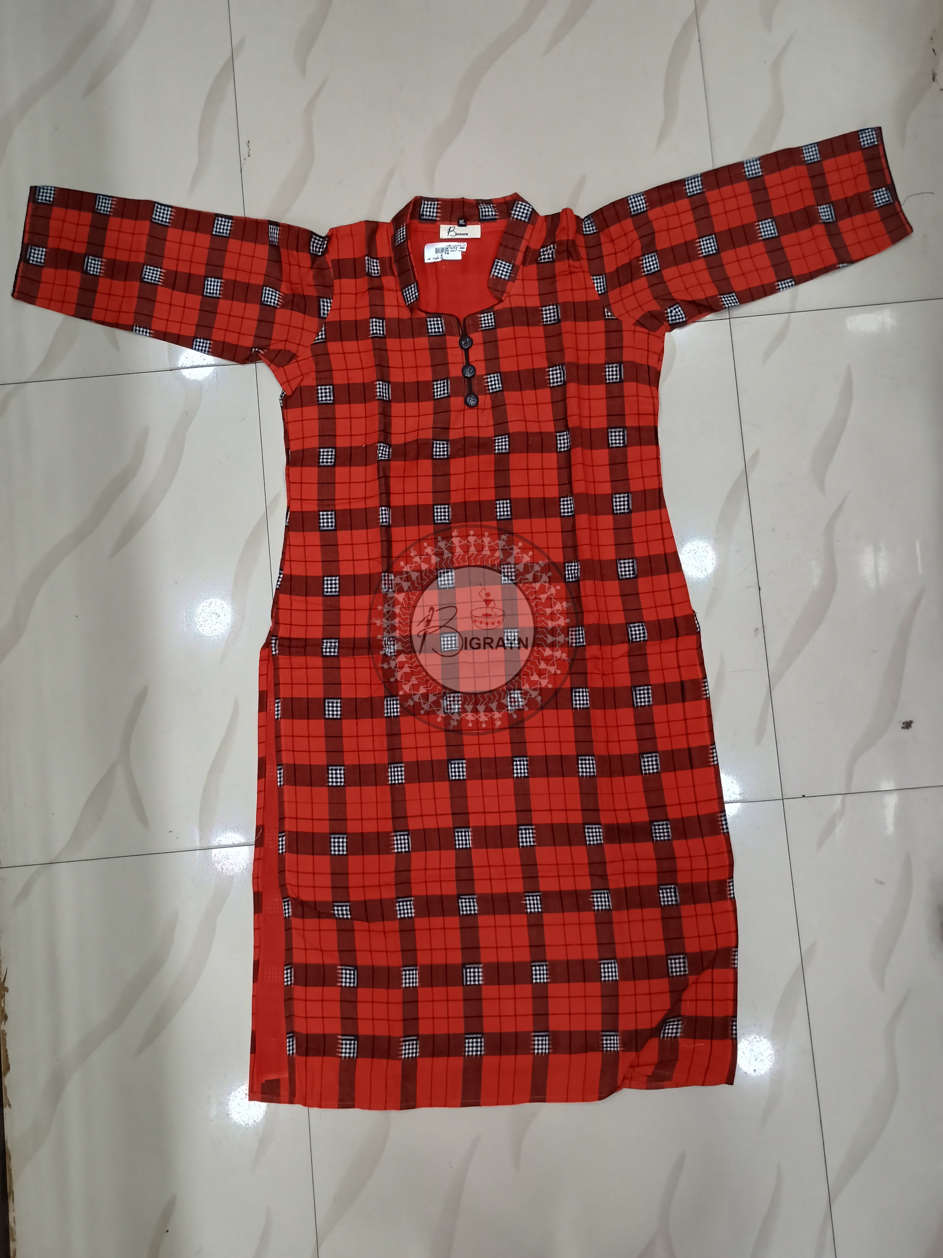 Rust Pasapali Designer A-Line Kurti