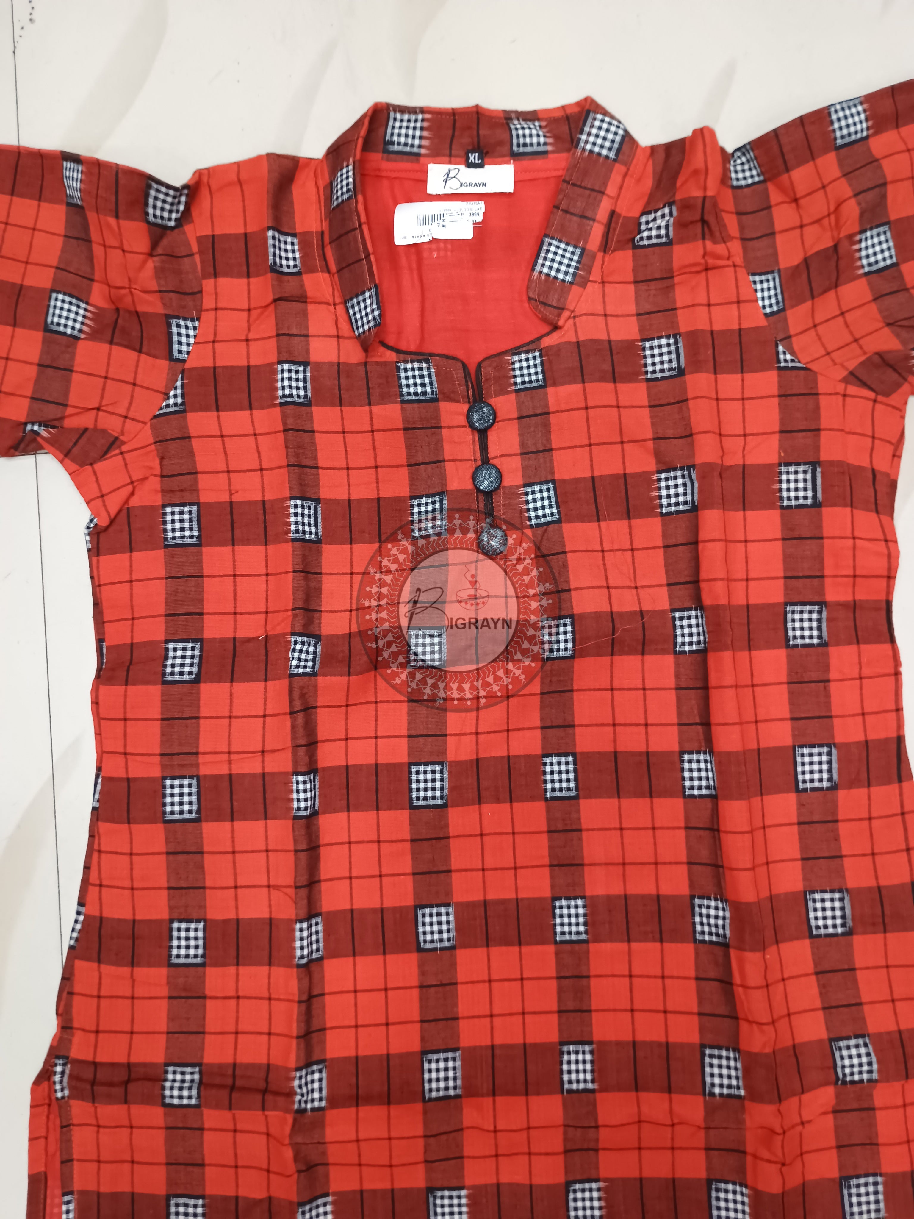 Rust Pasapali Designer A-Line Kurti