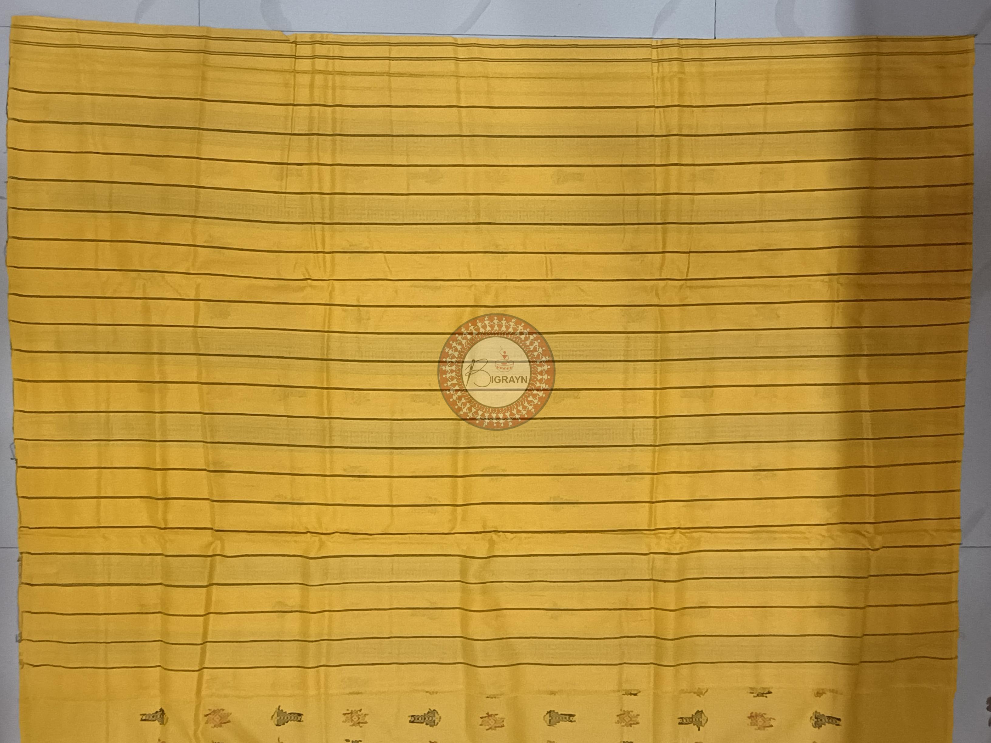 Black Yellow Stripe Odisha Handloom Kotpad Cotton Saree