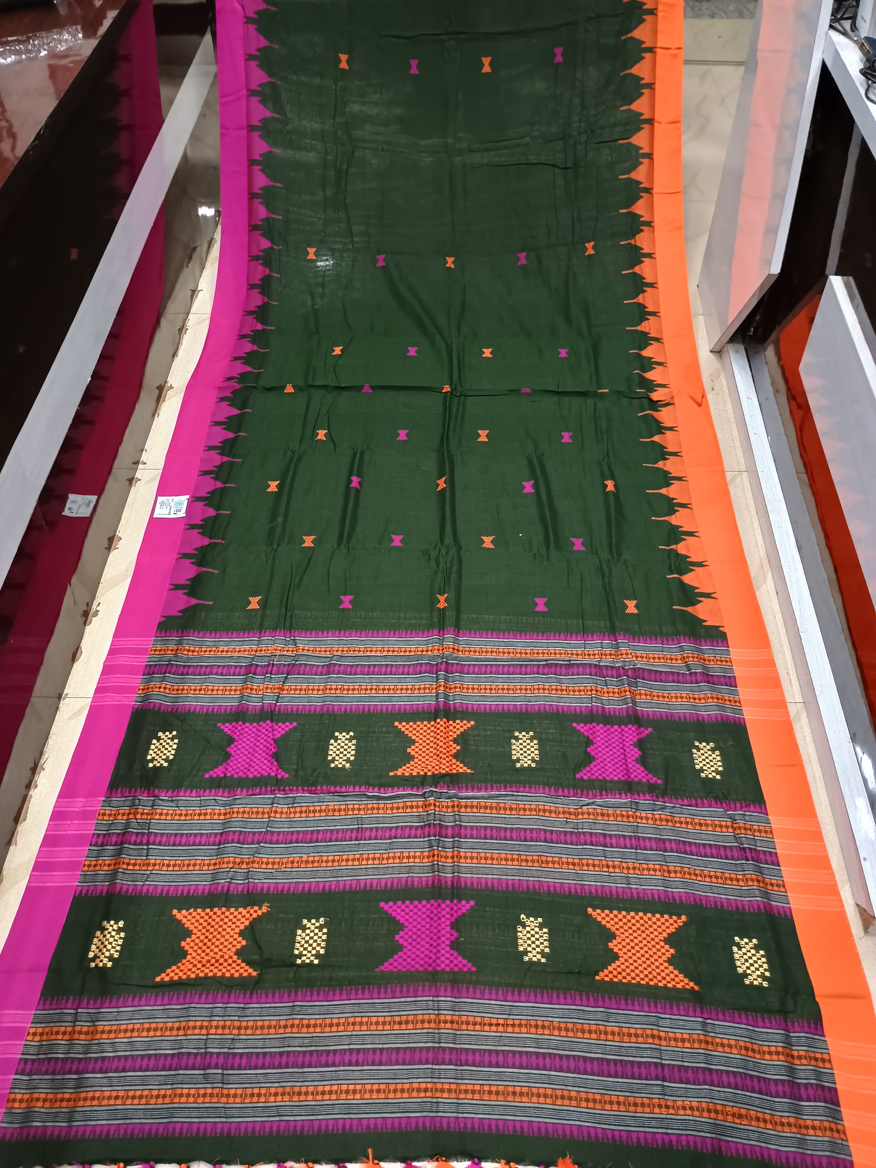 Deep Green Ganga Jamuna Border Odisha Handloom Kotpad Cotton Saree
