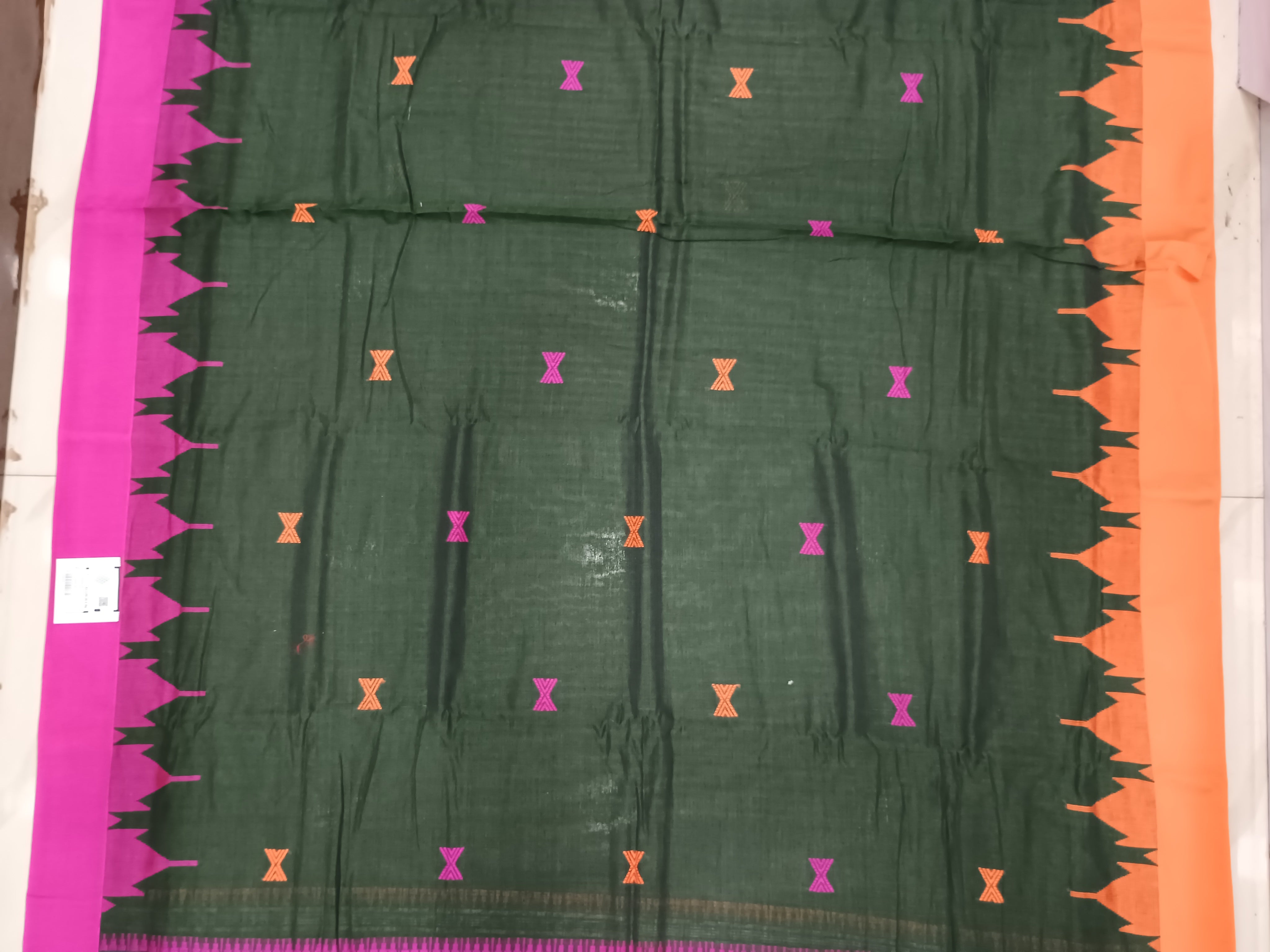 Deep Green Ganga Jamuna Border Odisha Handloom Kotpad Cotton Saree