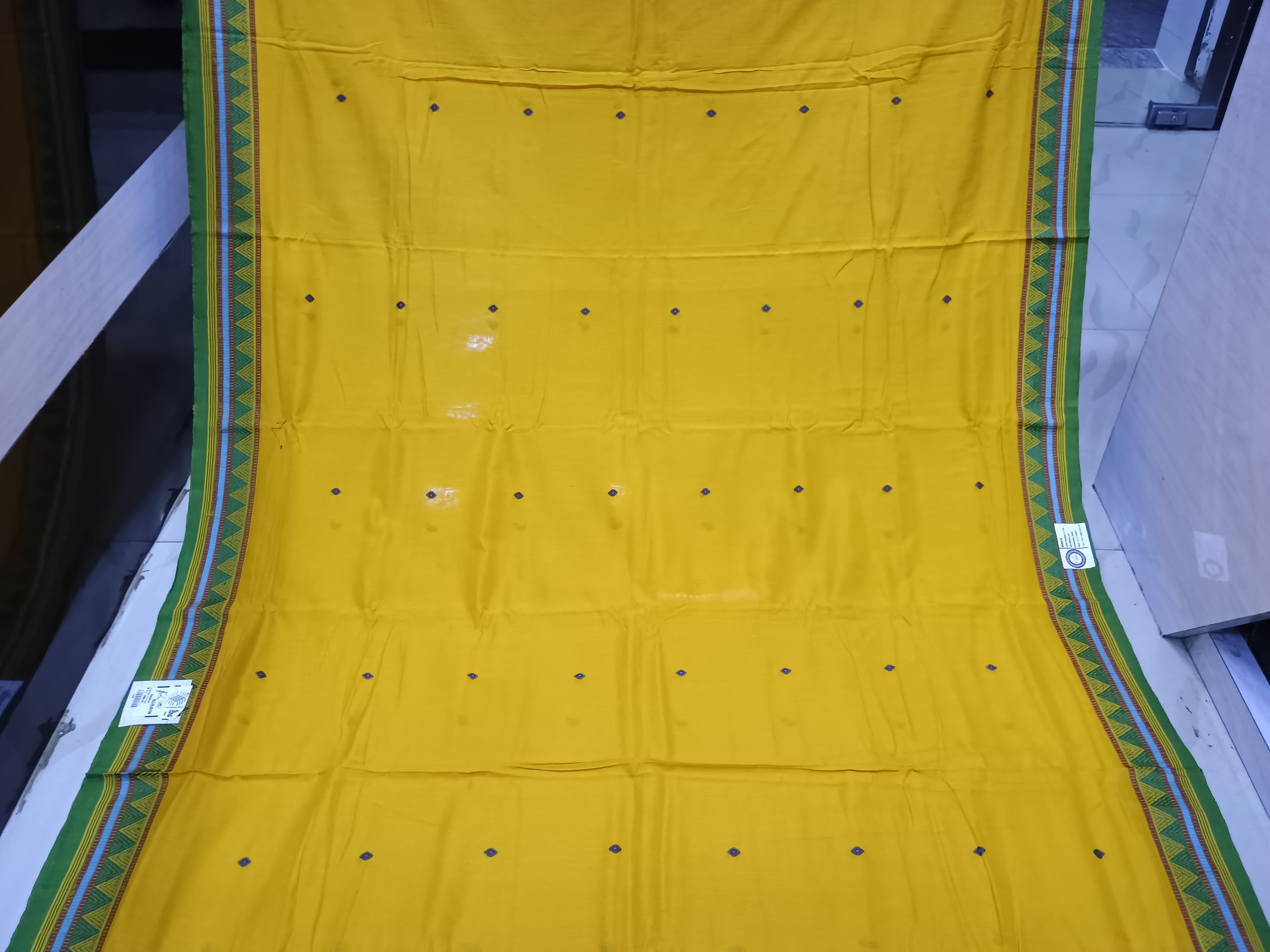 Yellow Green Odisha Handloom Dongria Cotton Saree