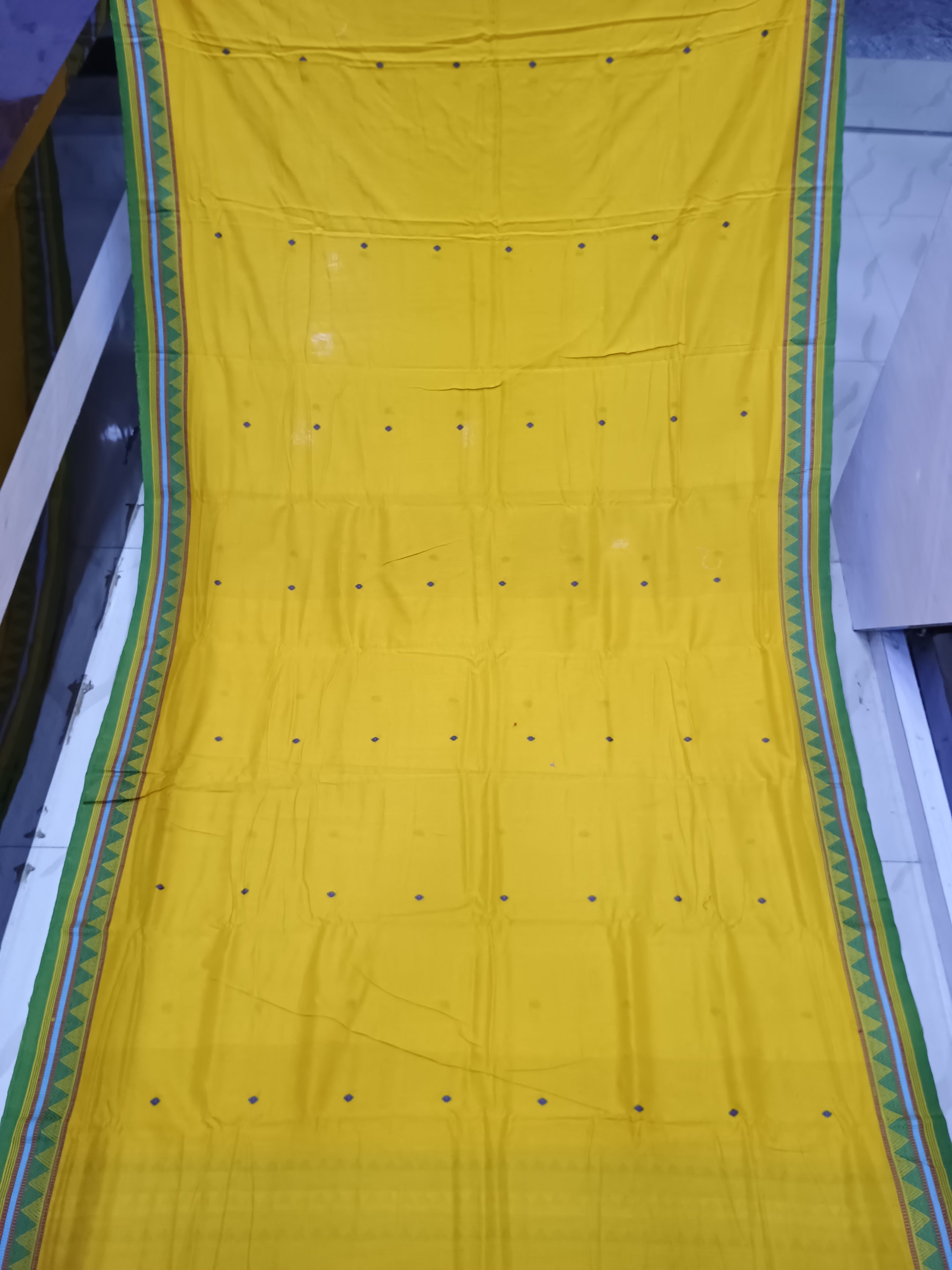 Yellow Green Odisha Handloom Dongria Cotton Saree