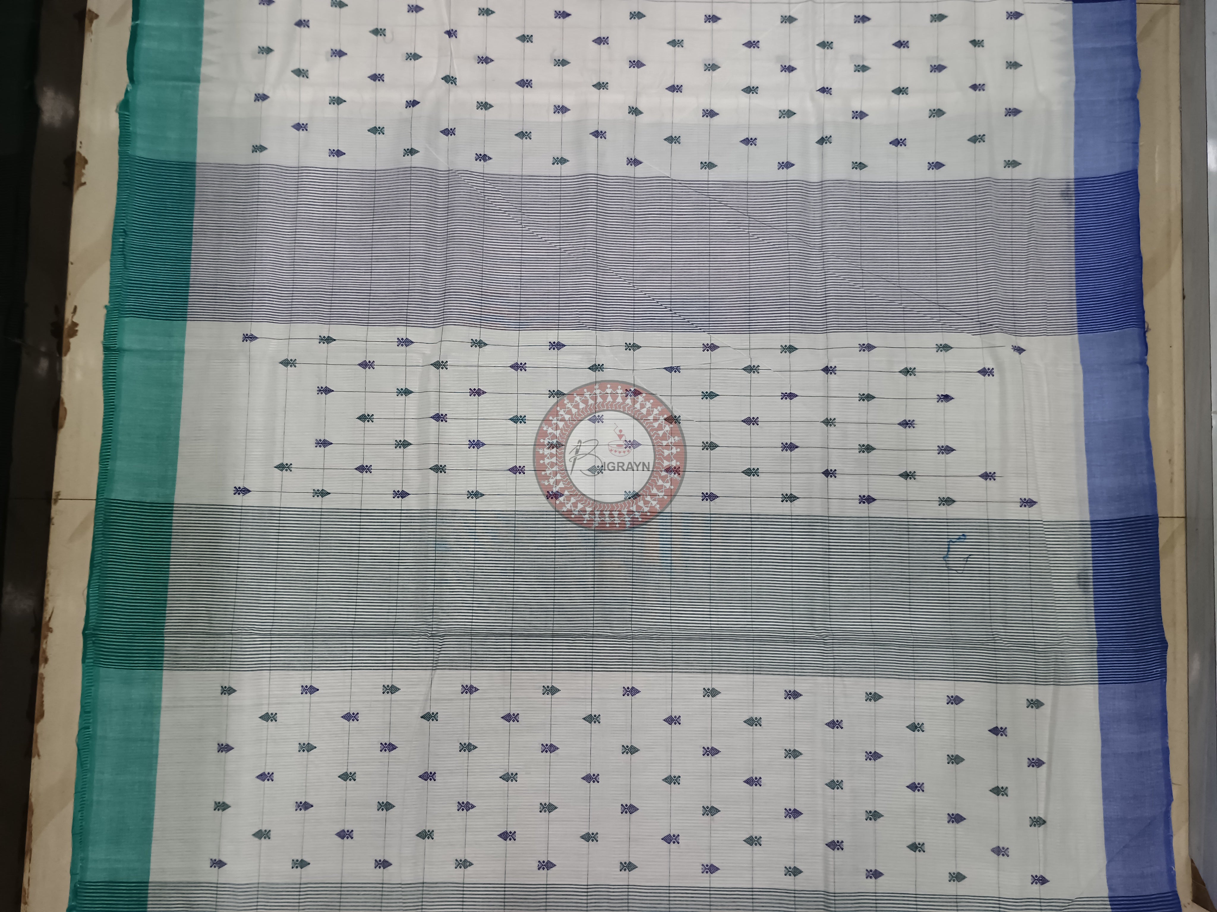 White Janga Jamuna Border Handloom Sambalpuri Cotton Saree
