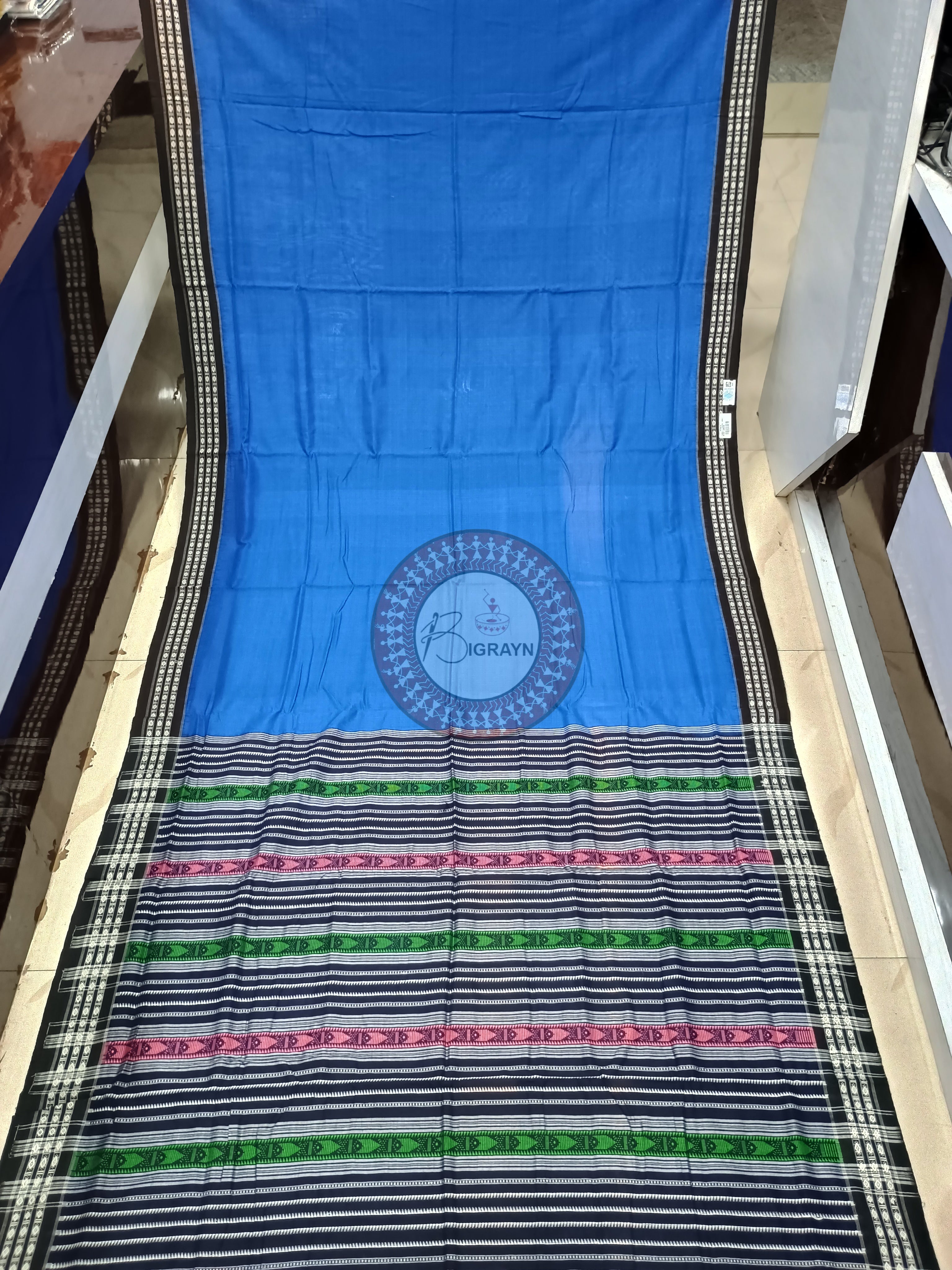 Blue Black Habaspuri Odisha Handloom Kotpad Cotton Saree