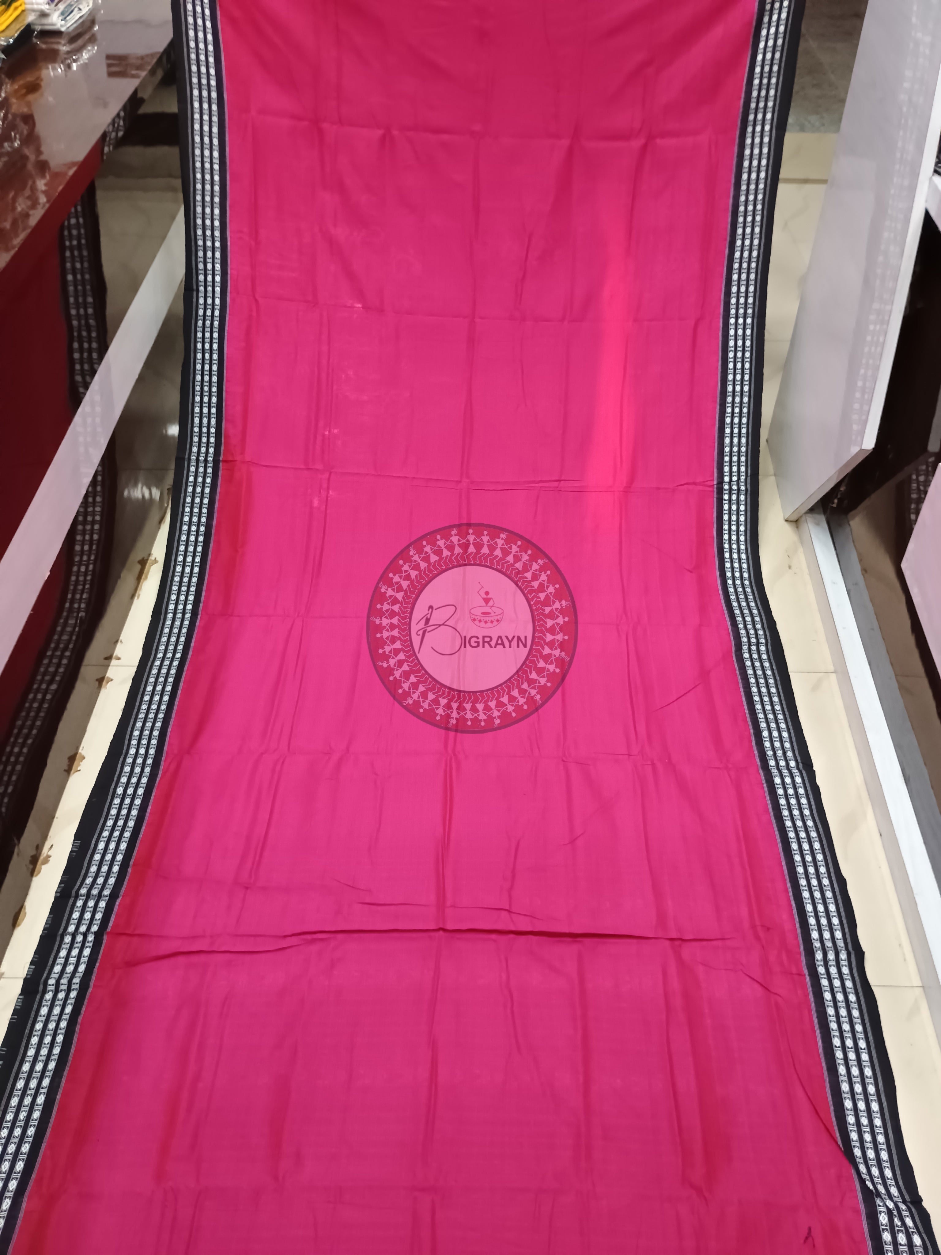 Pink Black Habaspuri Odisha Handloom Kotpad Cotton Saree