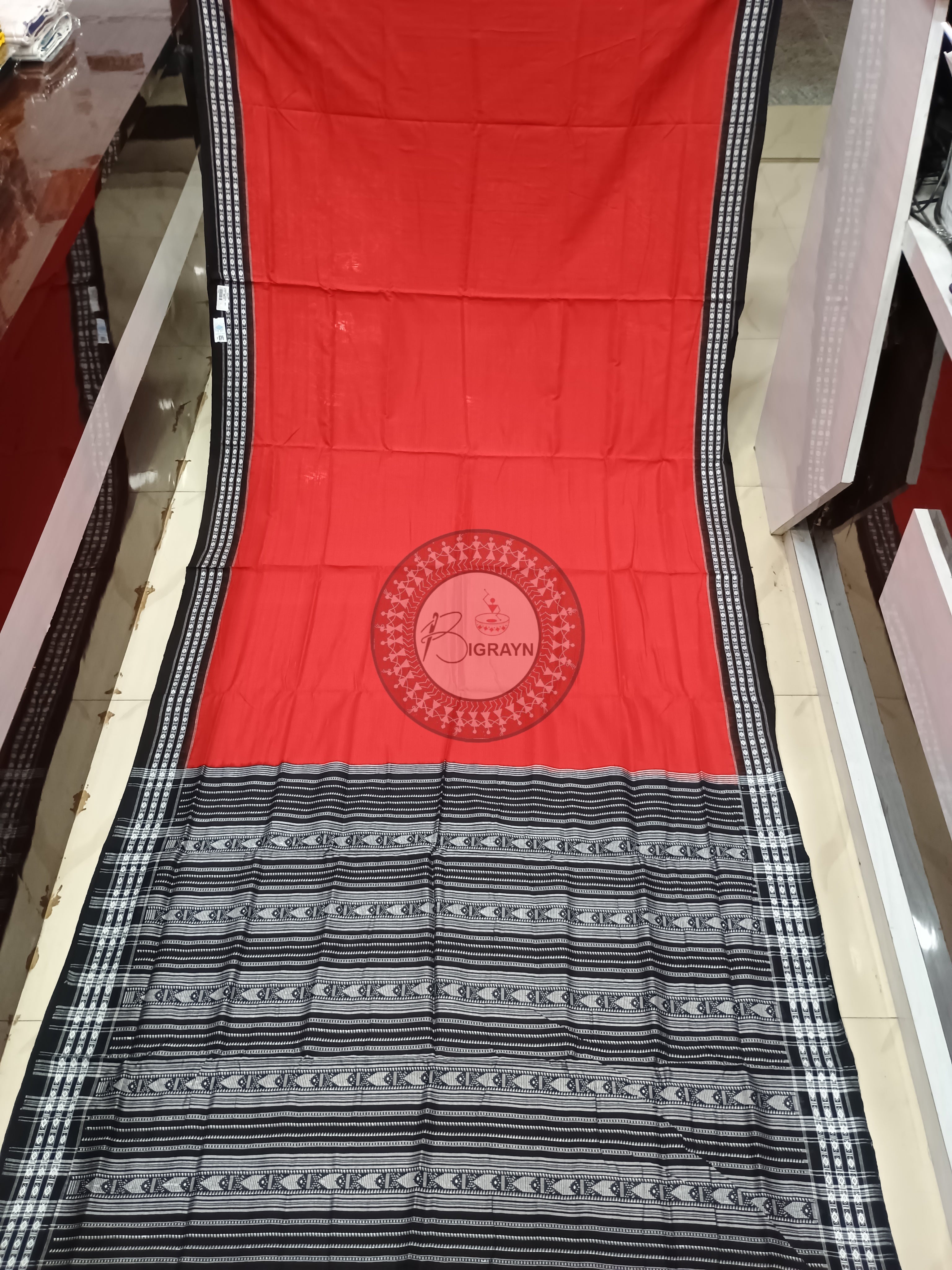 Red Black Habaspuri Odisha Handloom Kotpad Cotton Saree