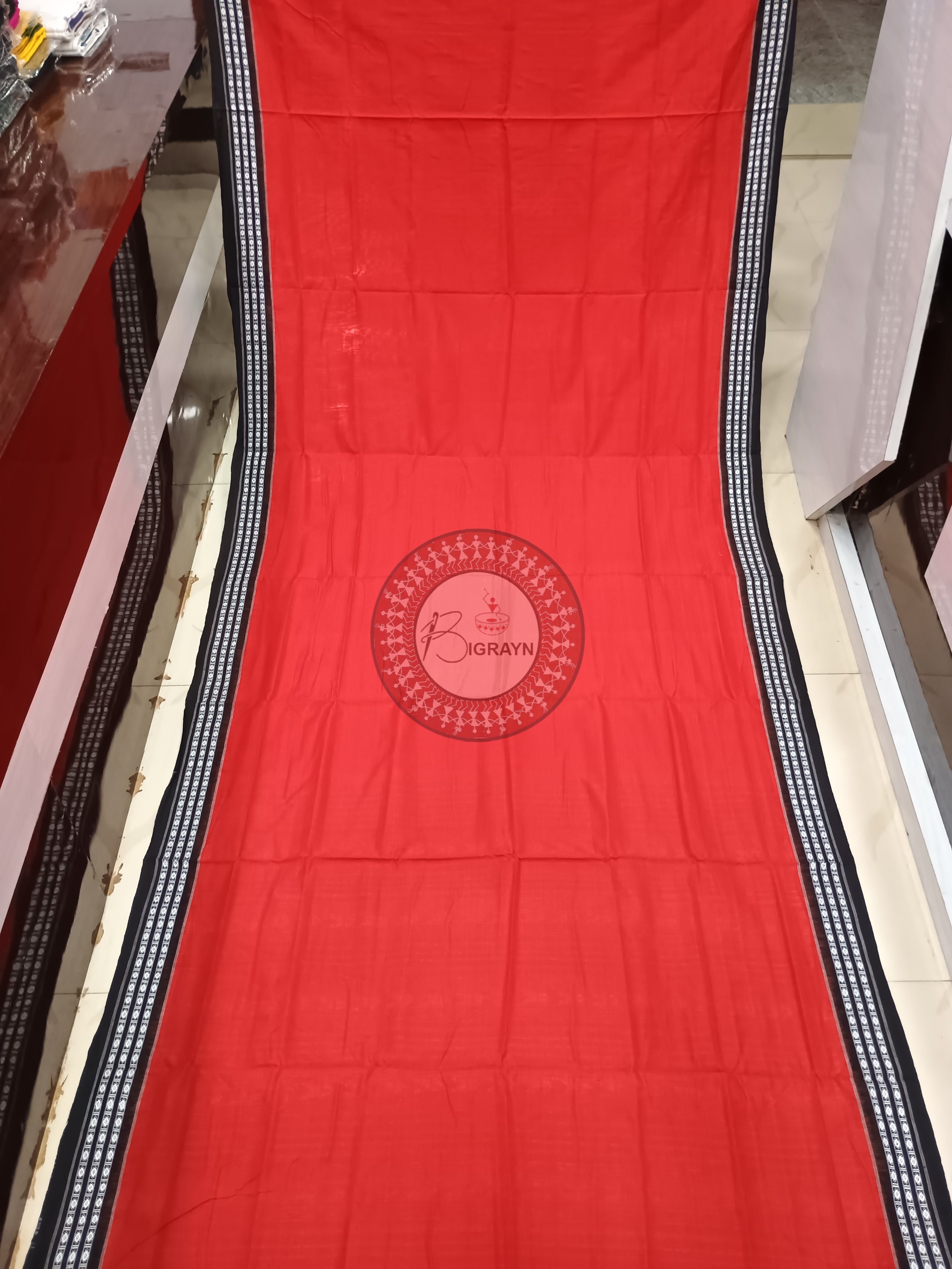 Red Black Habaspuri Odisha Handloom Kotpad Cotton Saree
