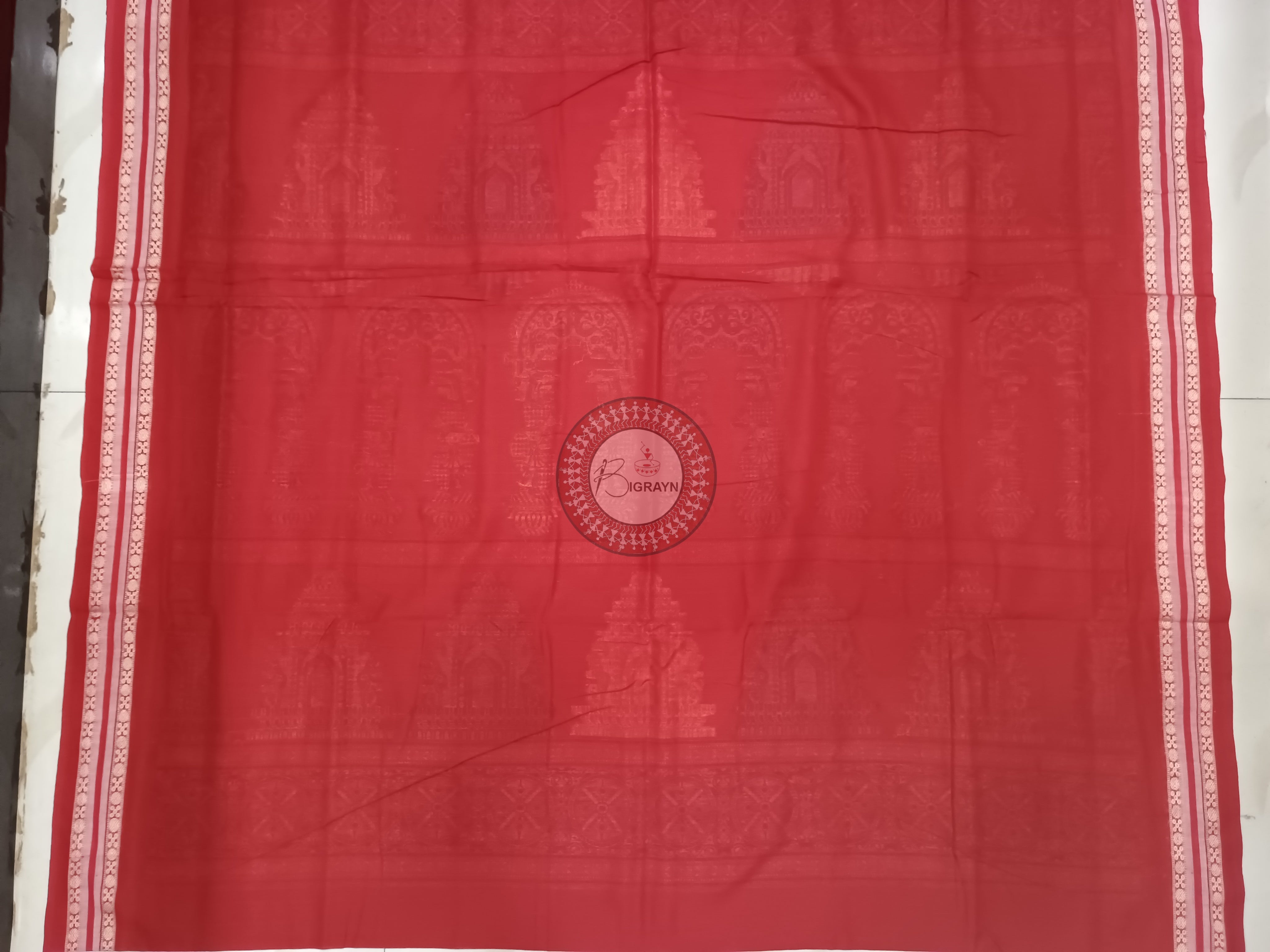 Black Maroon Konark Jaala Handloom Bomkai Cotton Saree