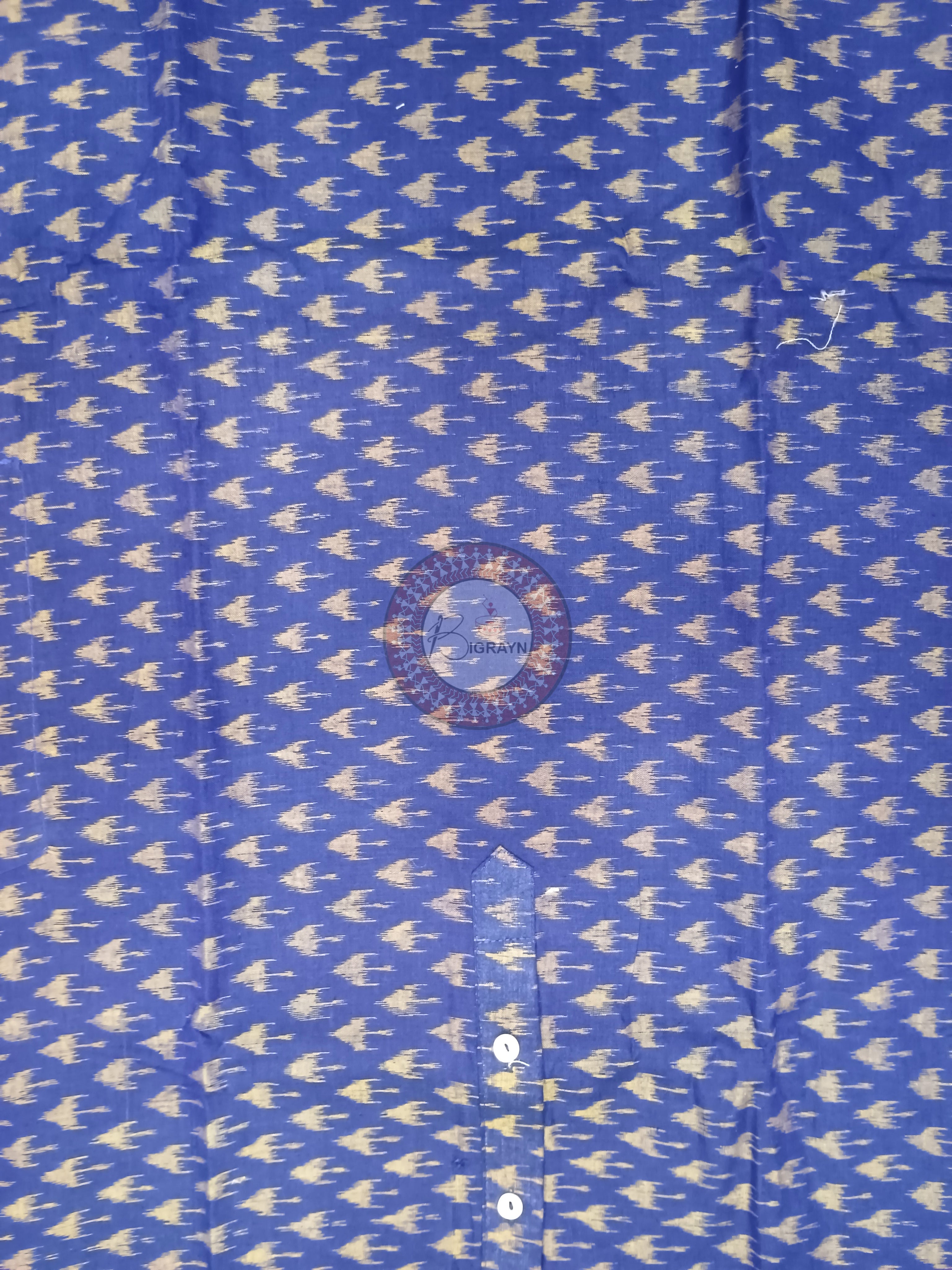 Blue Mashroon Design Men's Pure Cotton Handloom Kurta Set – Odisha Weave
