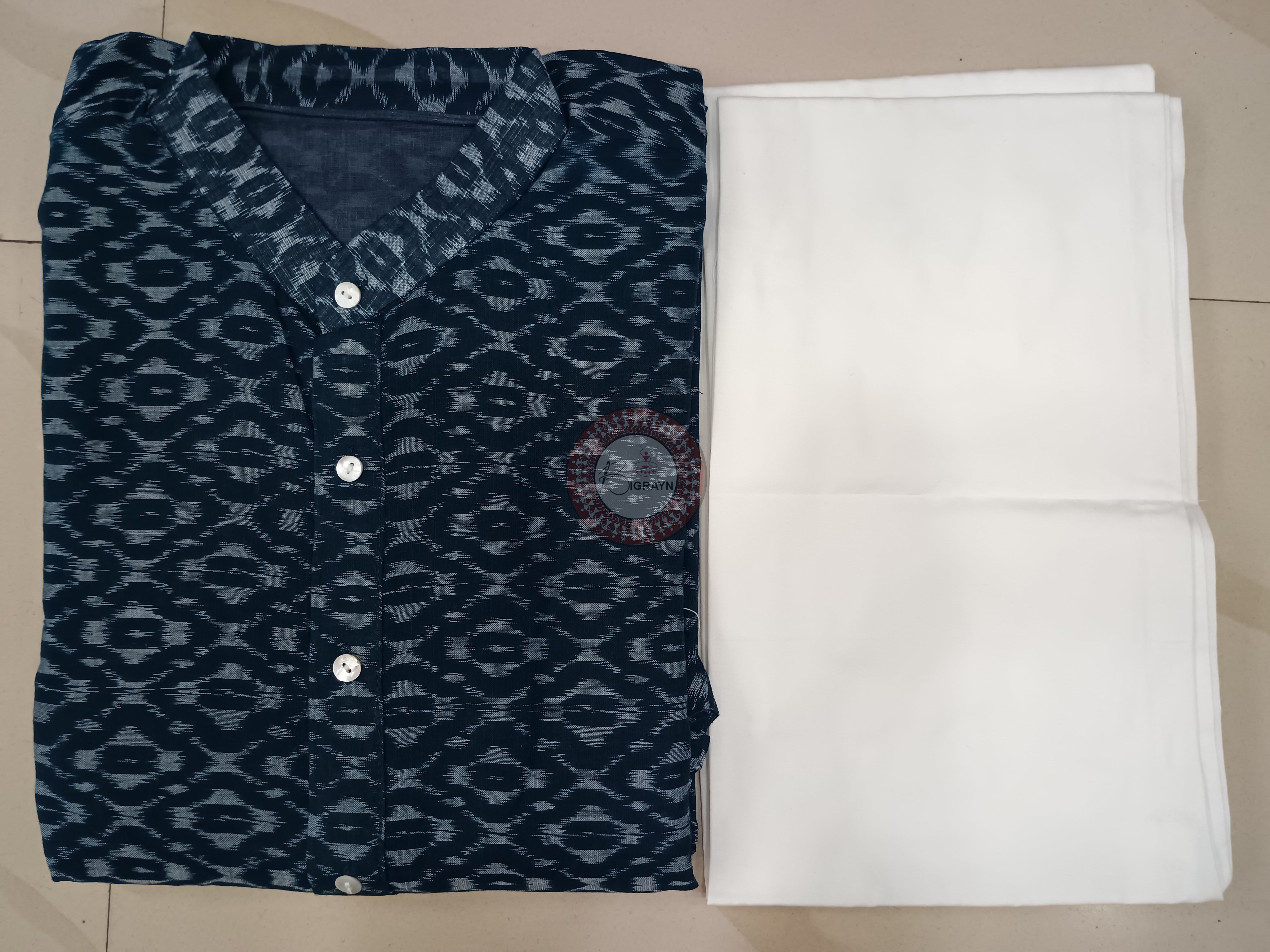 Teal Blue Men's Pure Cotton Handloom Kurta Set – Odisha Weave