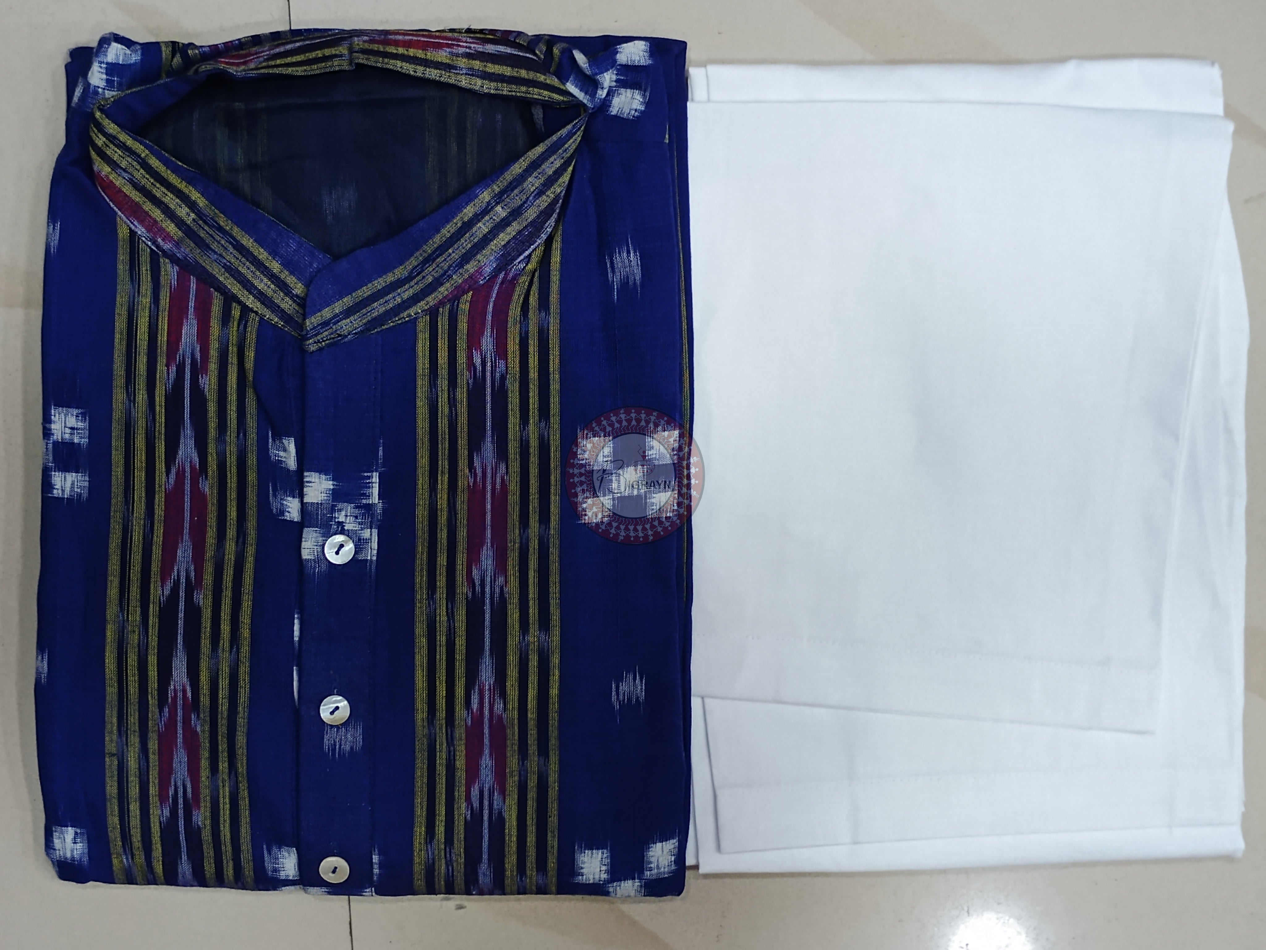 Blue Pasapali Tribal Men's Pure Cotton Handloom Kurta Set – Odisha Weave