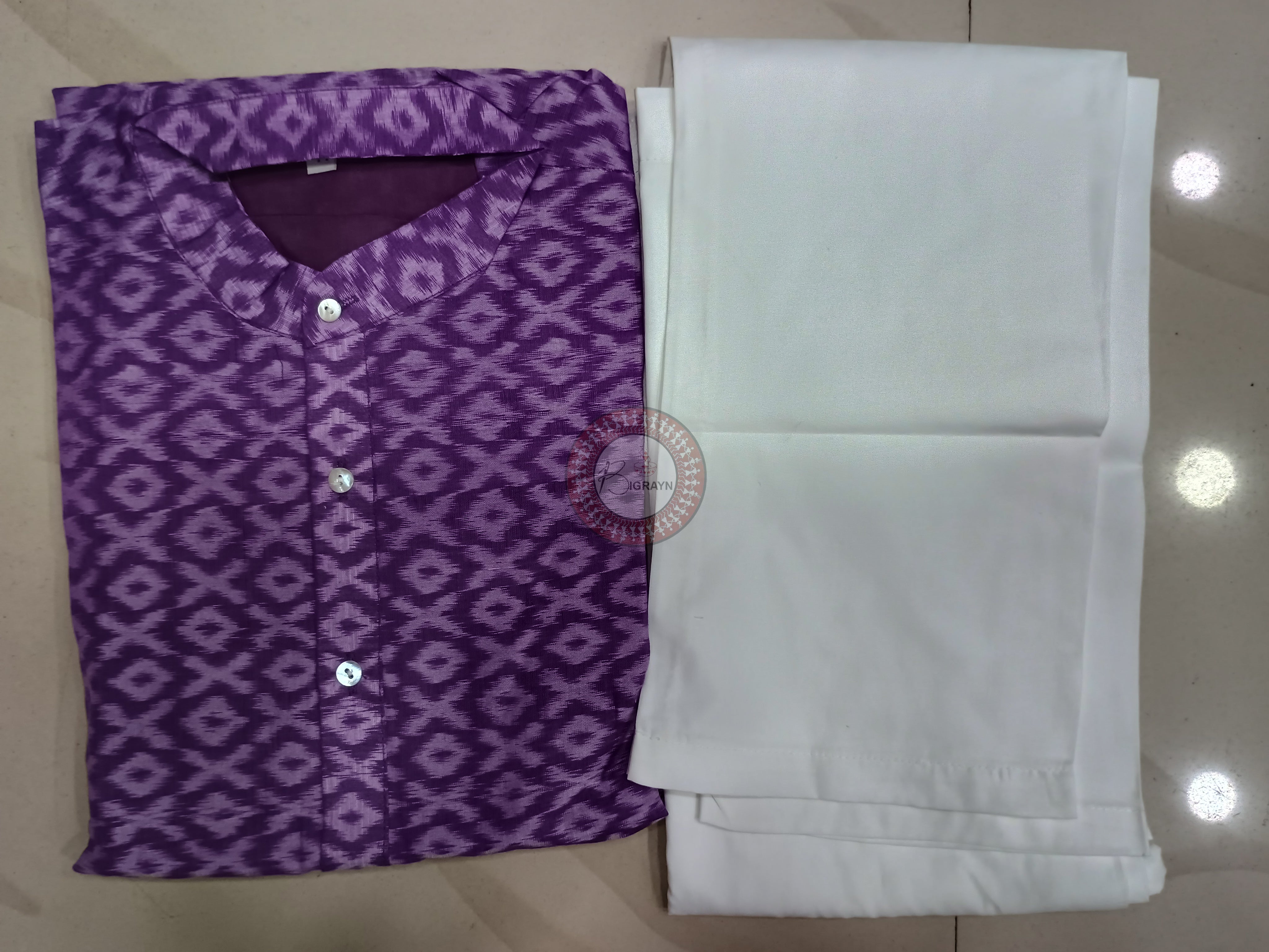 Purple Men's Pure Cotton Handloom Kurta Set – Odisha Weave