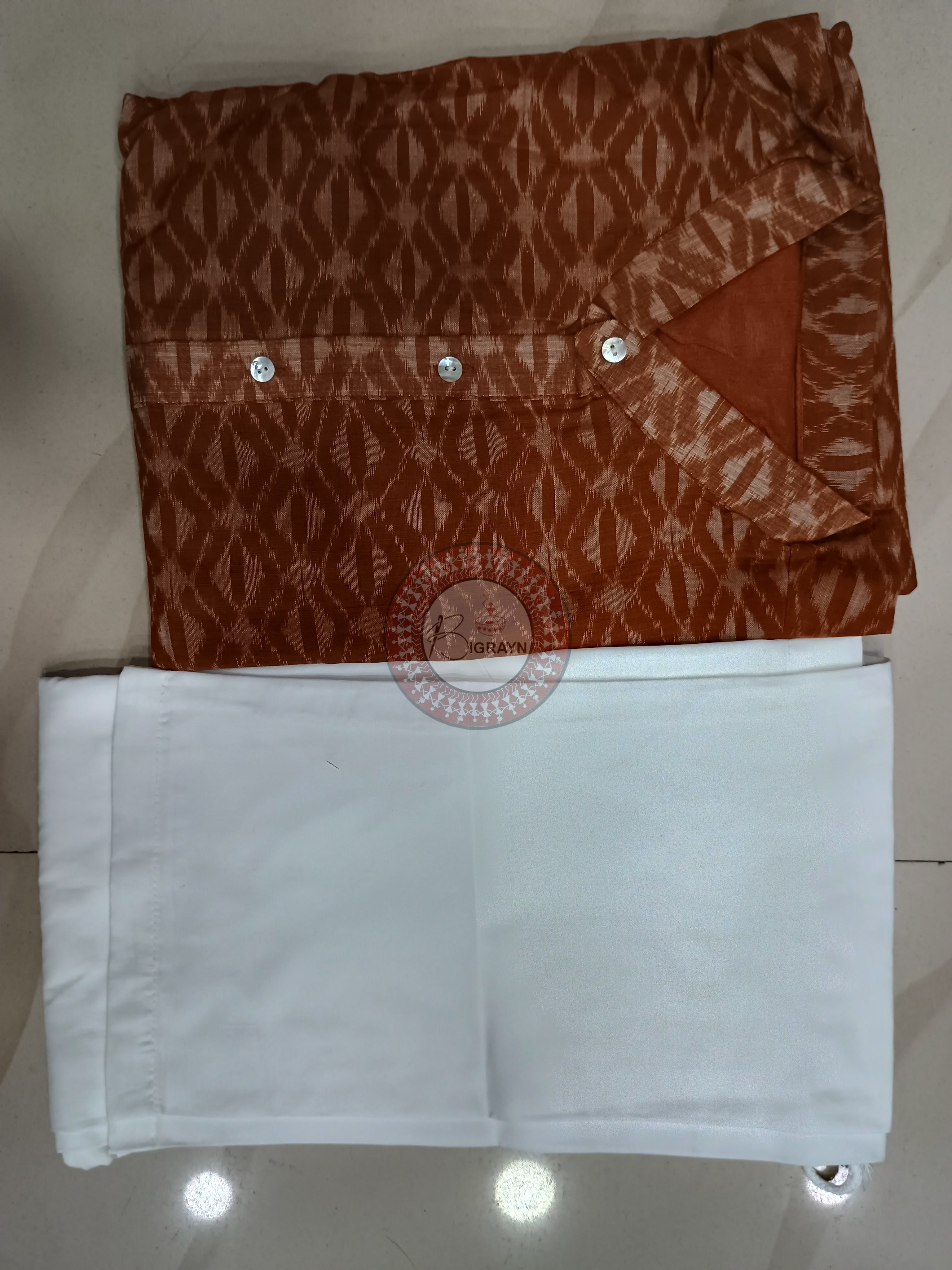 Brown Men's Pure Cotton Handloom Kurta Set – Odisha Weave