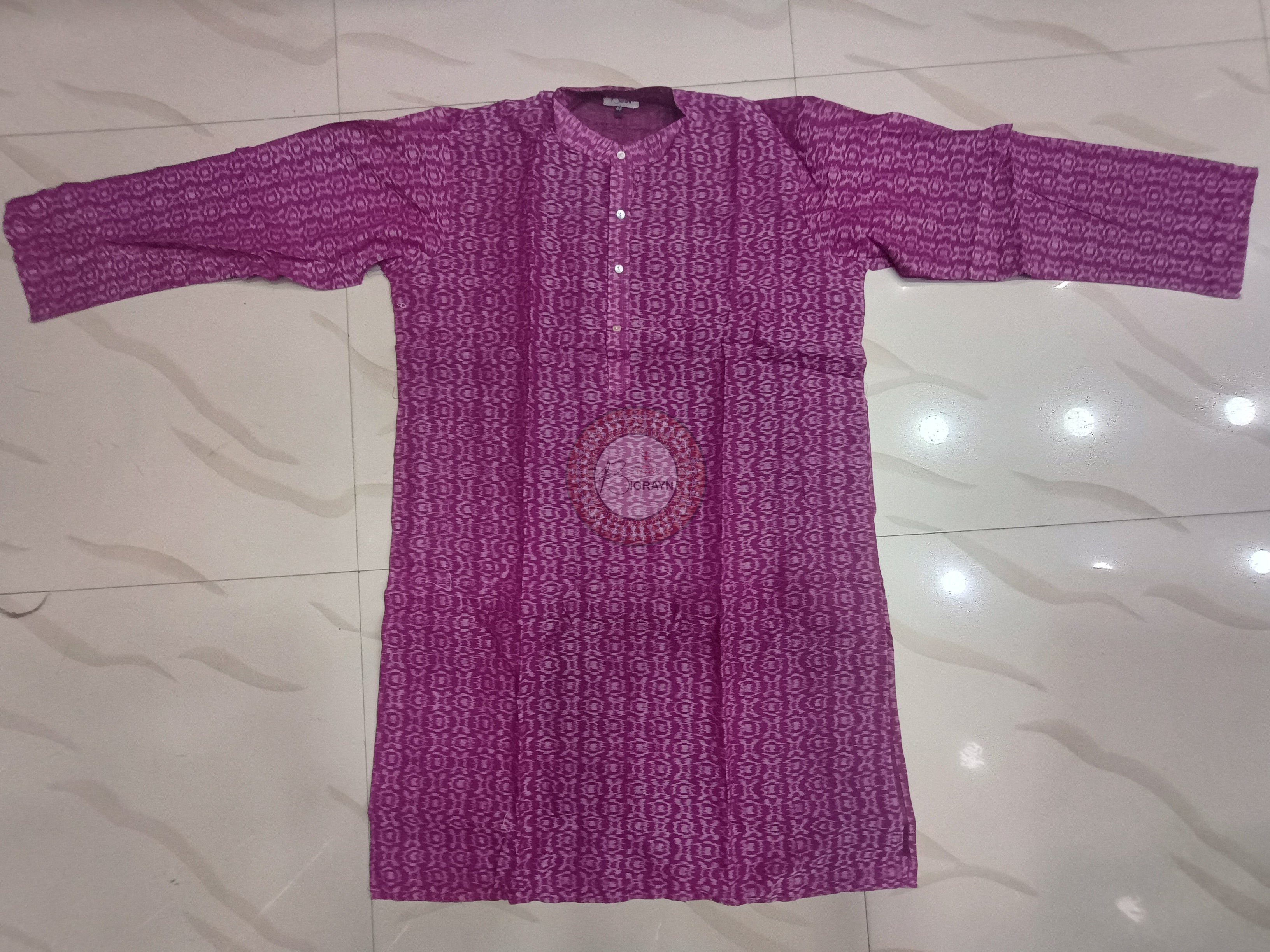 Purple Ikat Men's Pure Cotton Handloom Kurta Set – Odisha Weave