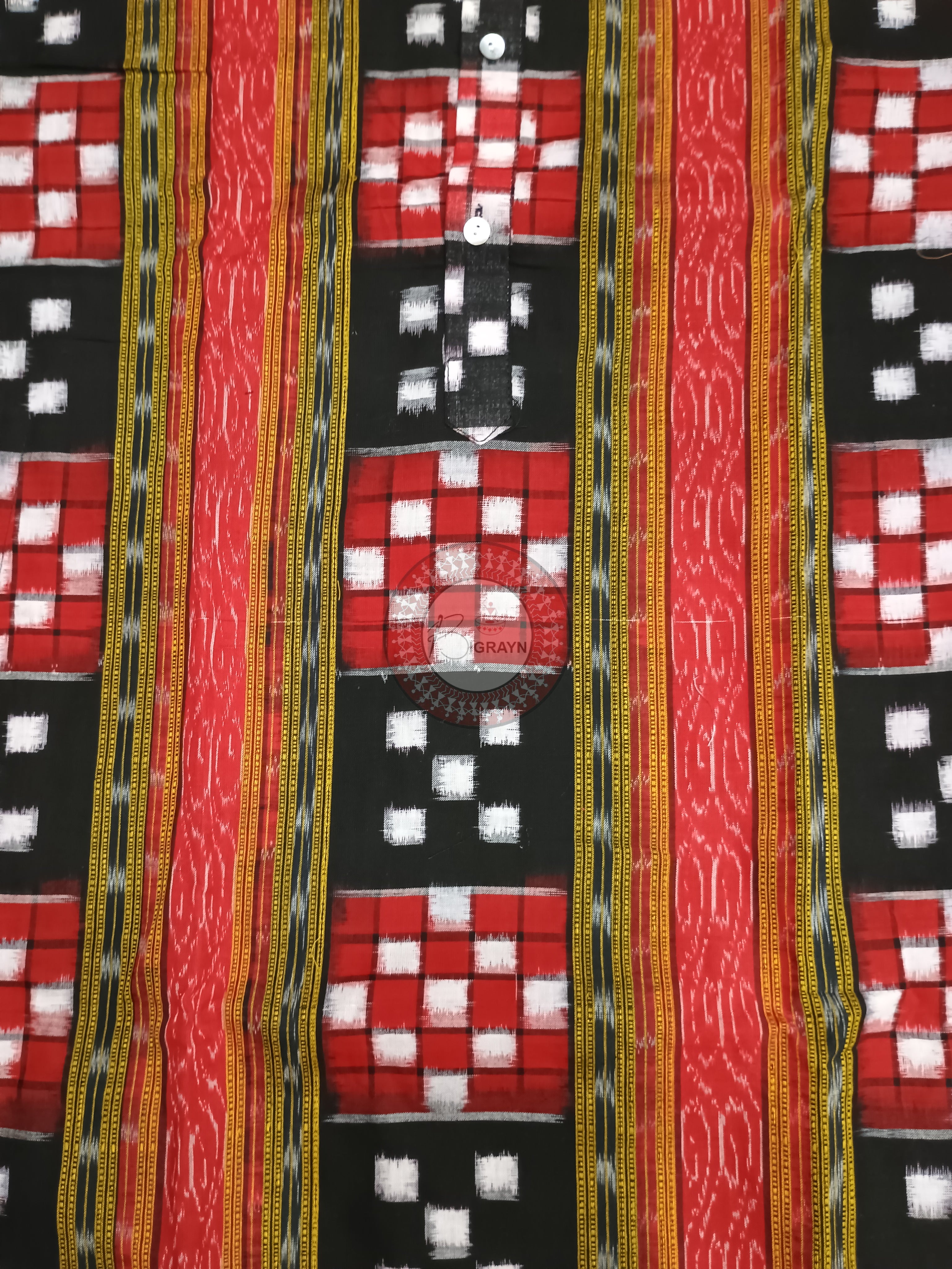 Red Black Pasapali Ikat Men's Pure Cotton Handloom Kurta Set – Odisha Weave