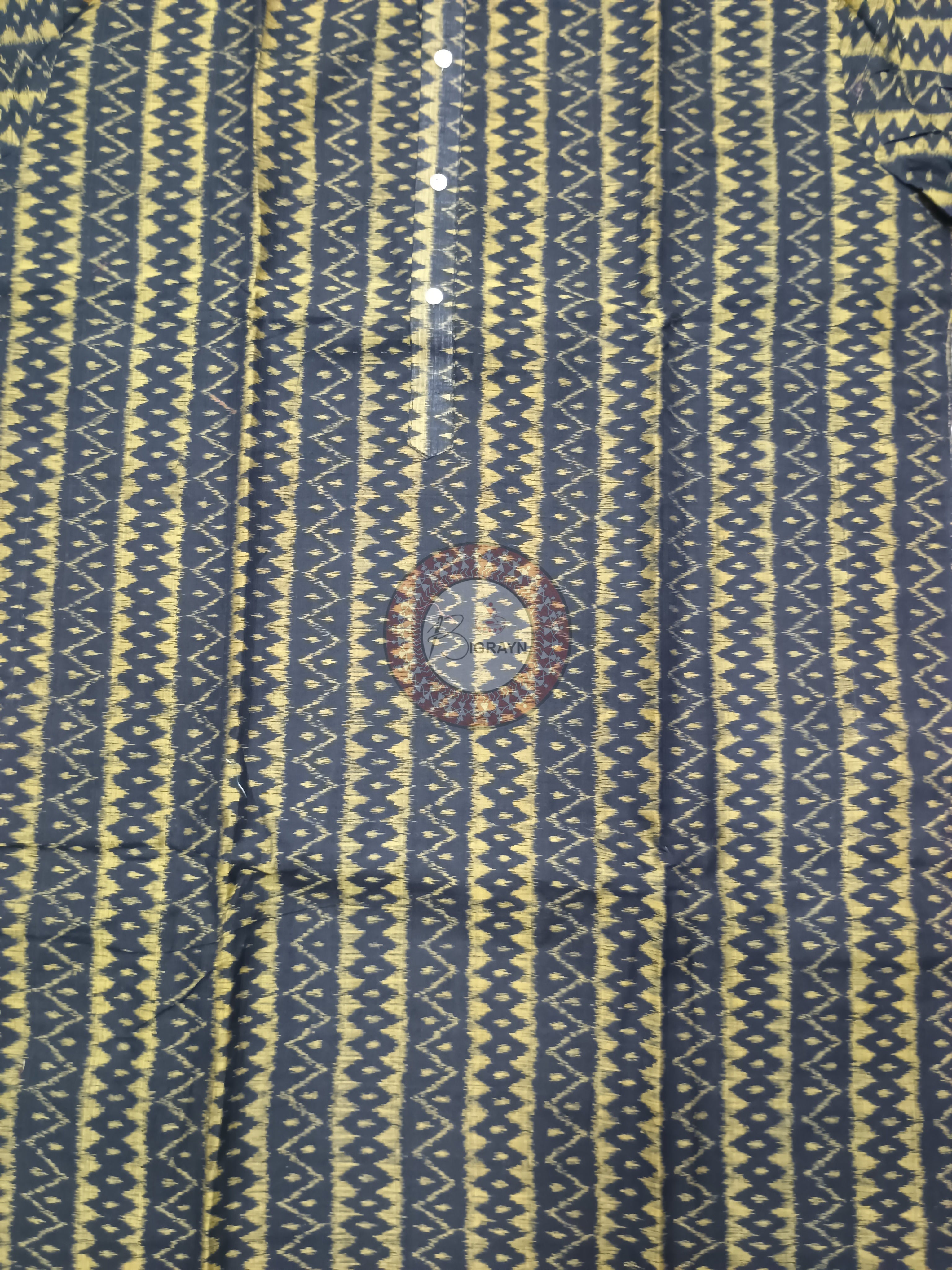 Black Golden Ikat Men's Pure Cotton Handloom Kurta Set – Odisha Weave