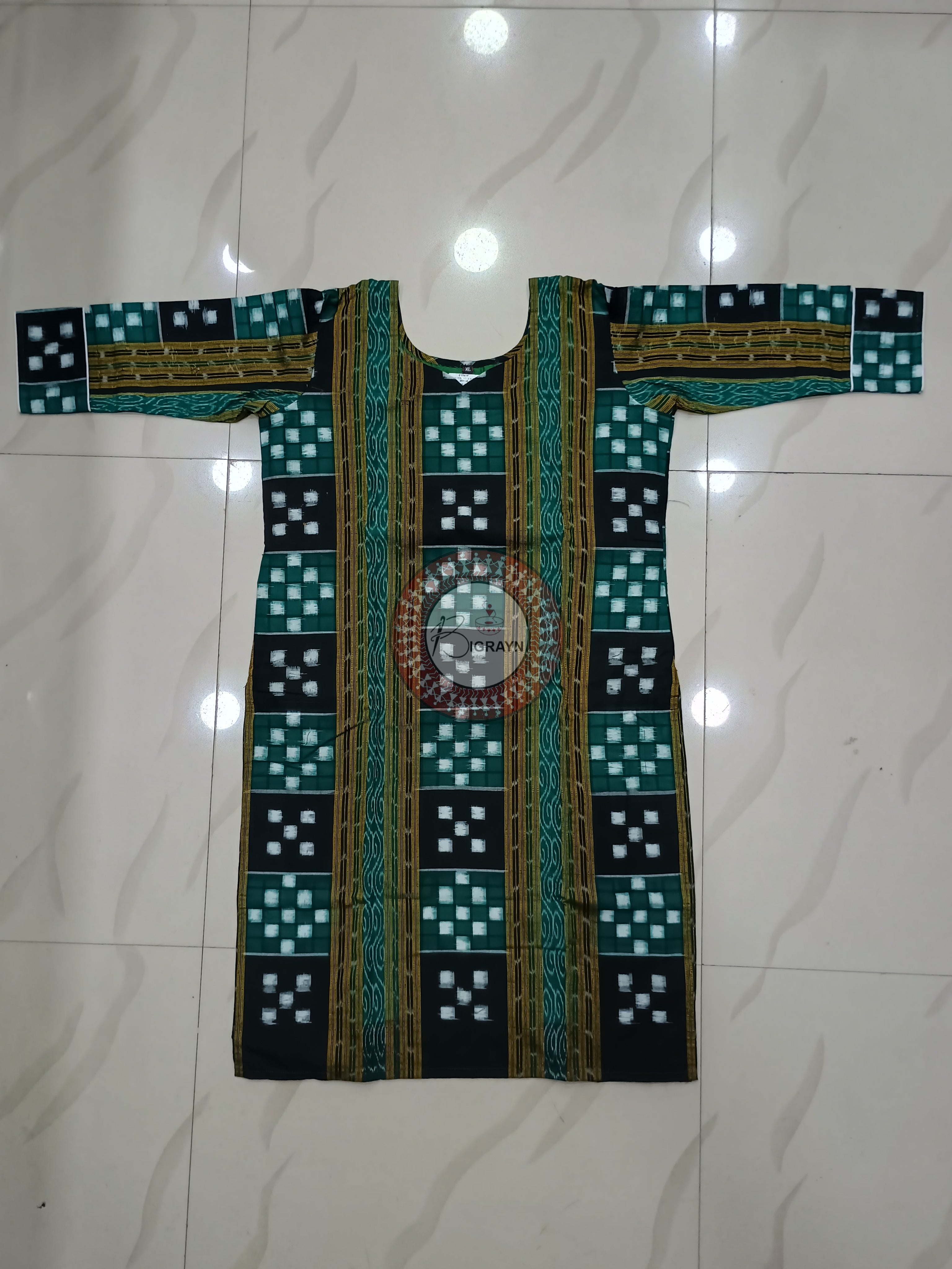Bottle Green Pasapali Designer A-Line Kurti