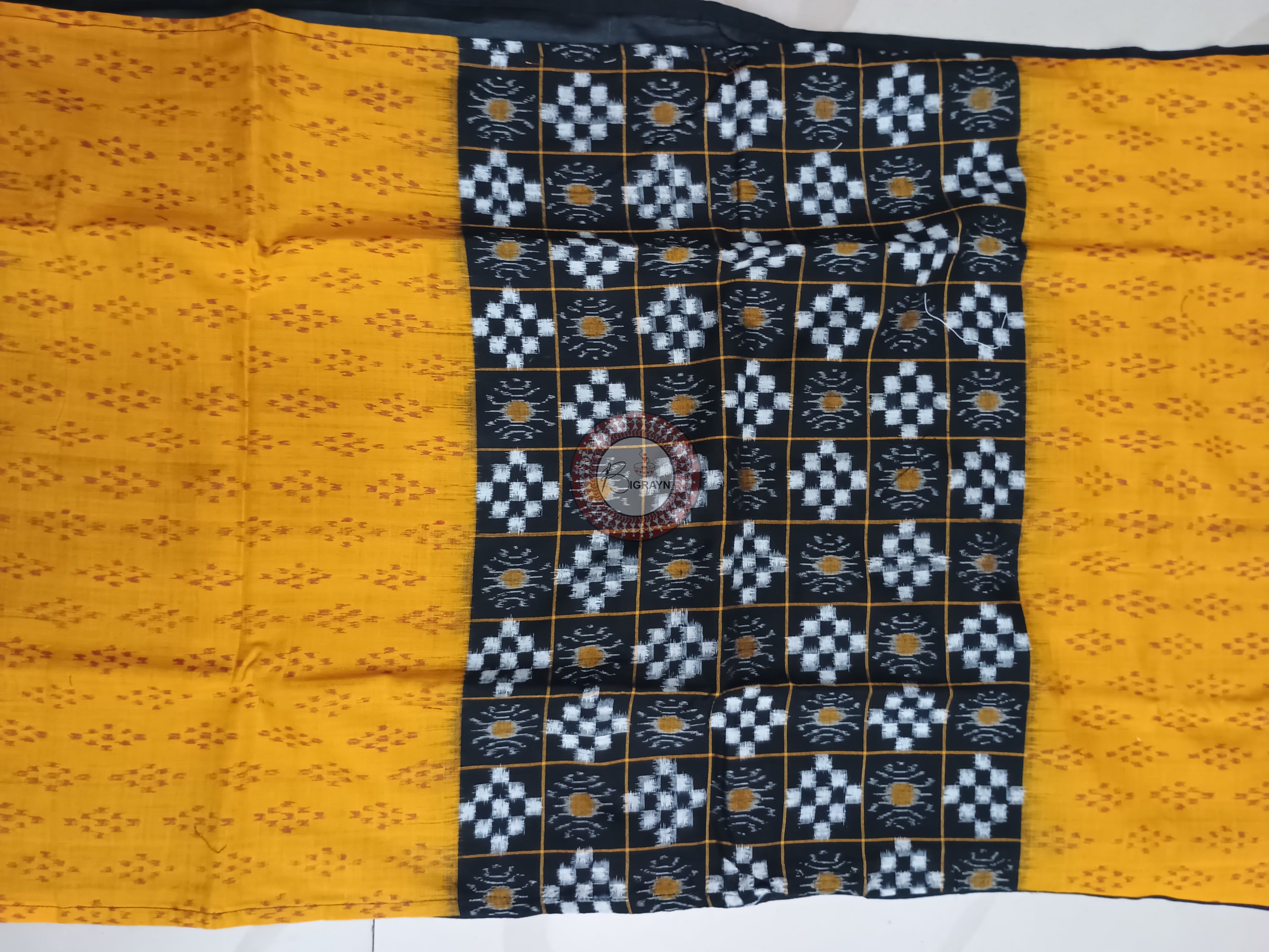Yellow Black Pasapali Designer A-Line Kurti