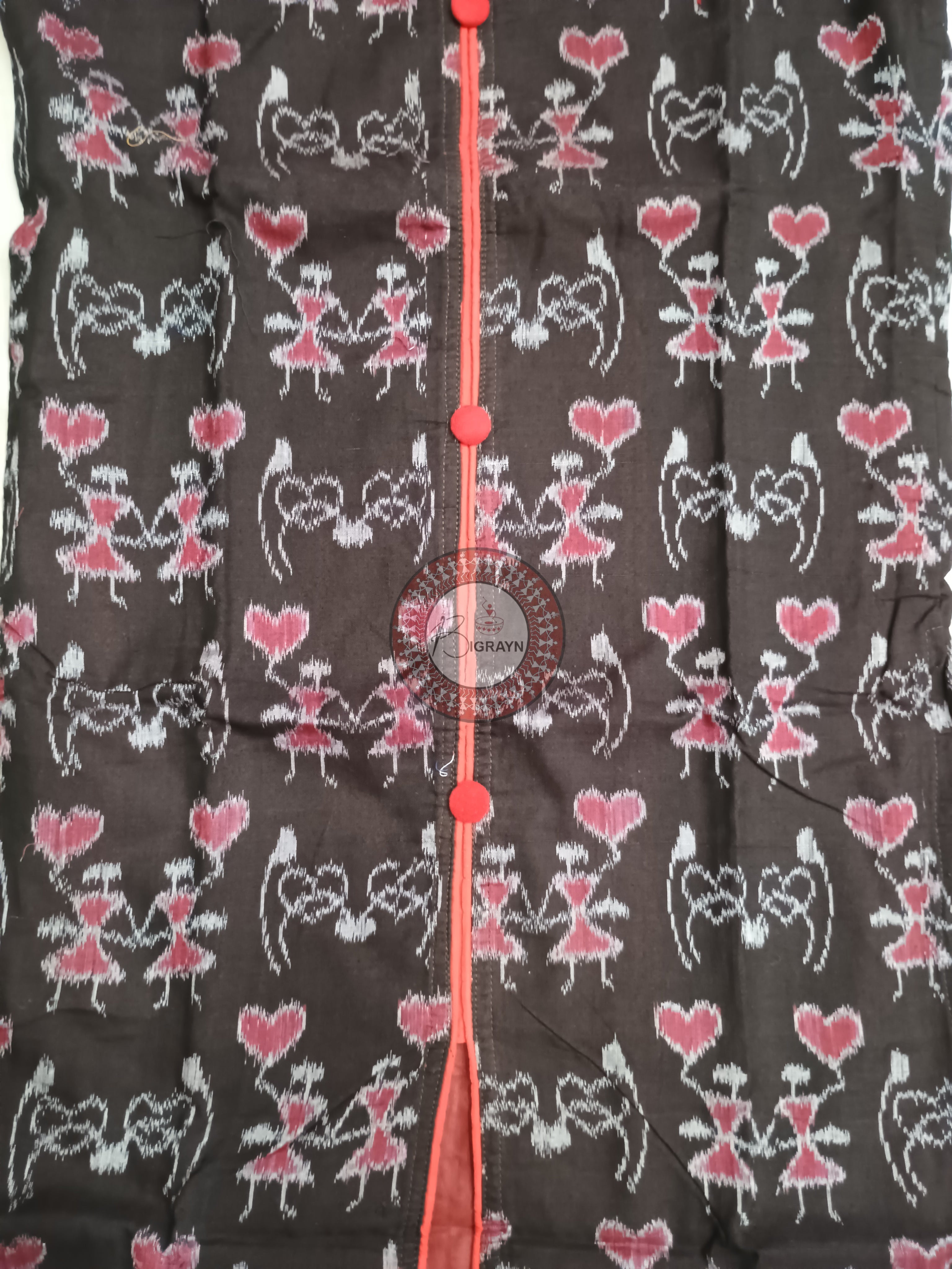 Black Multicolor Tribal Designer A-Line Kurti