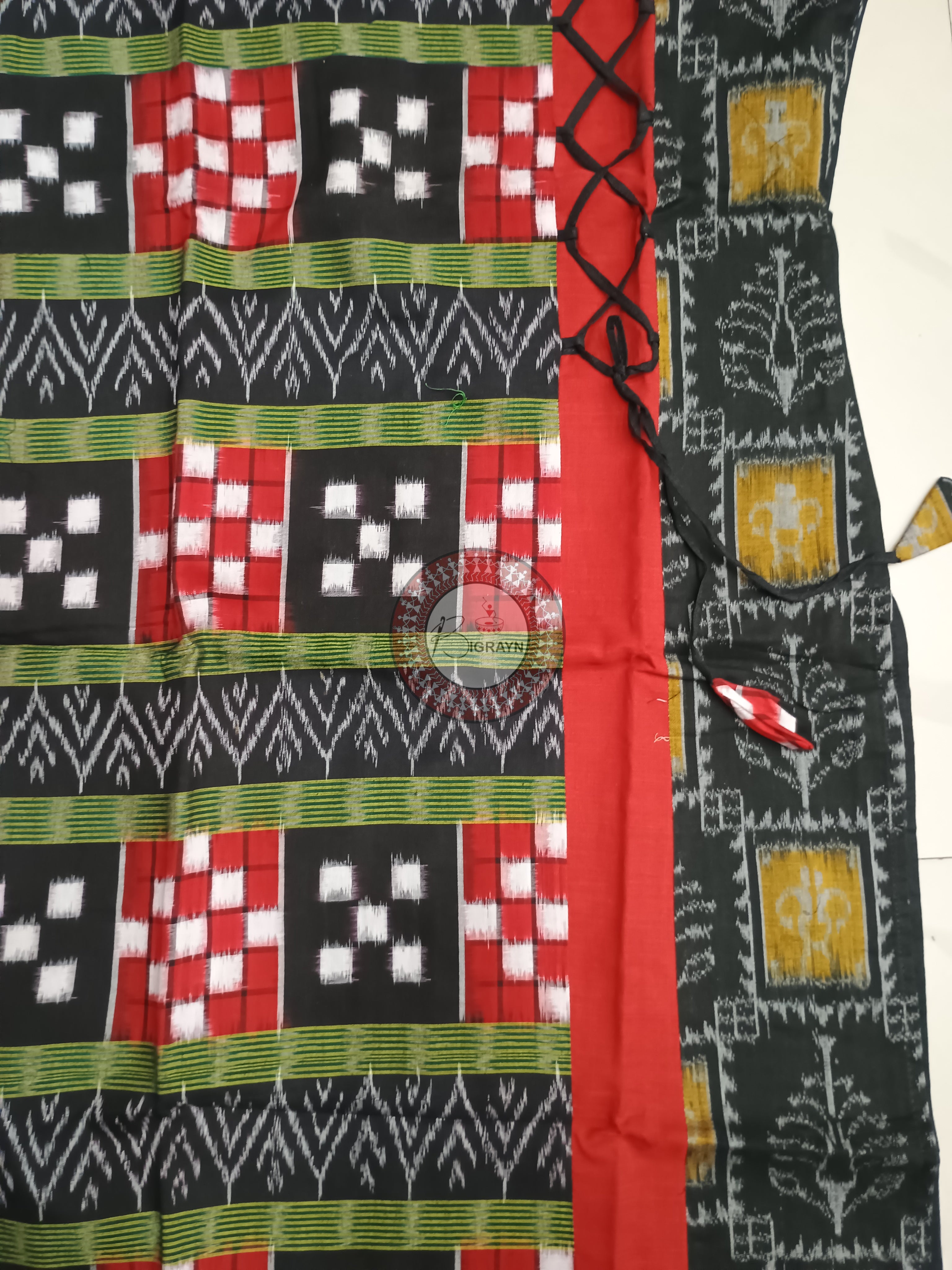 Black Multicolor Pasapali Designer A-Line Kurti