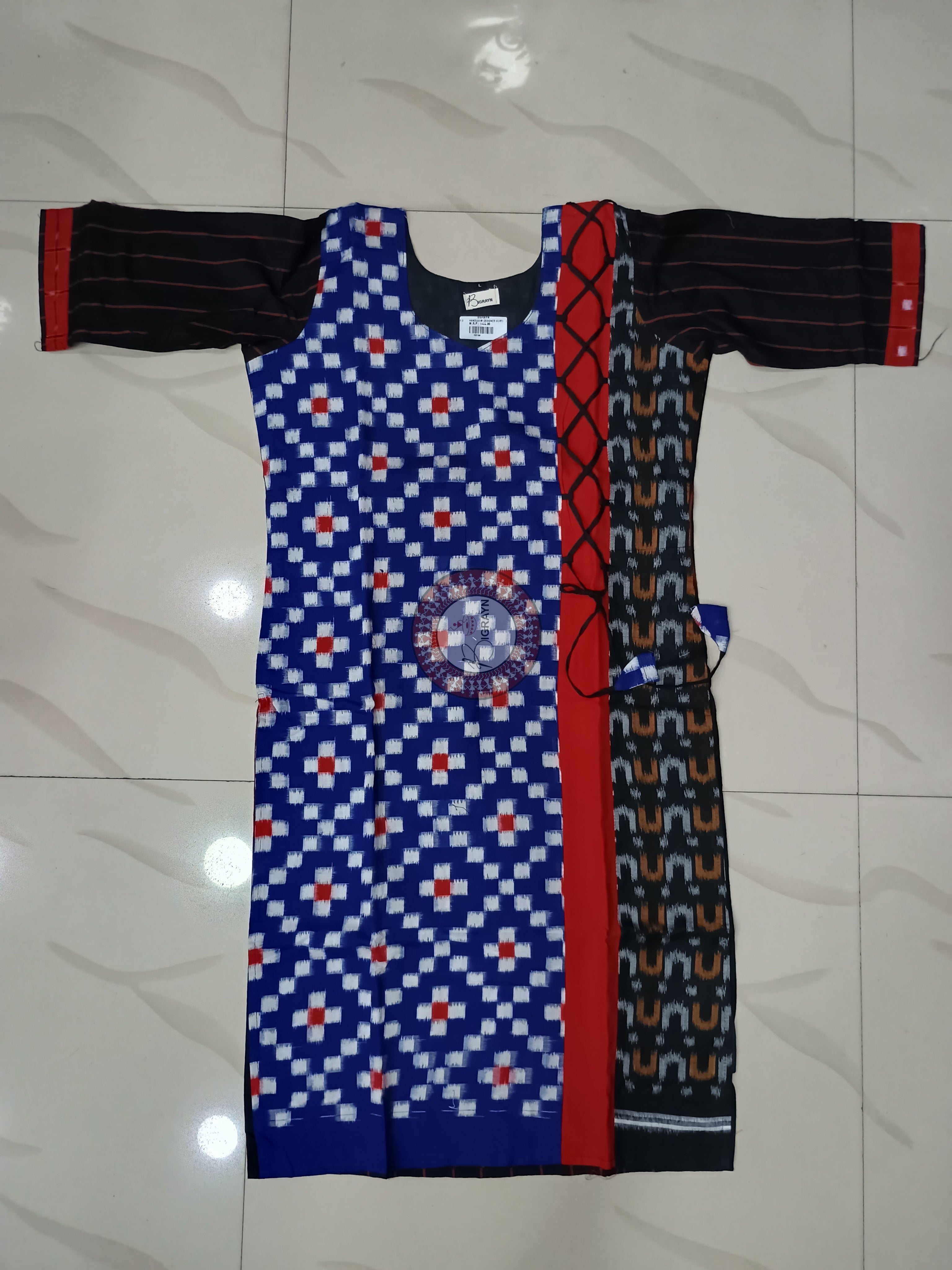 Blue Multicolor Pasapali Designer A-Line Kurti