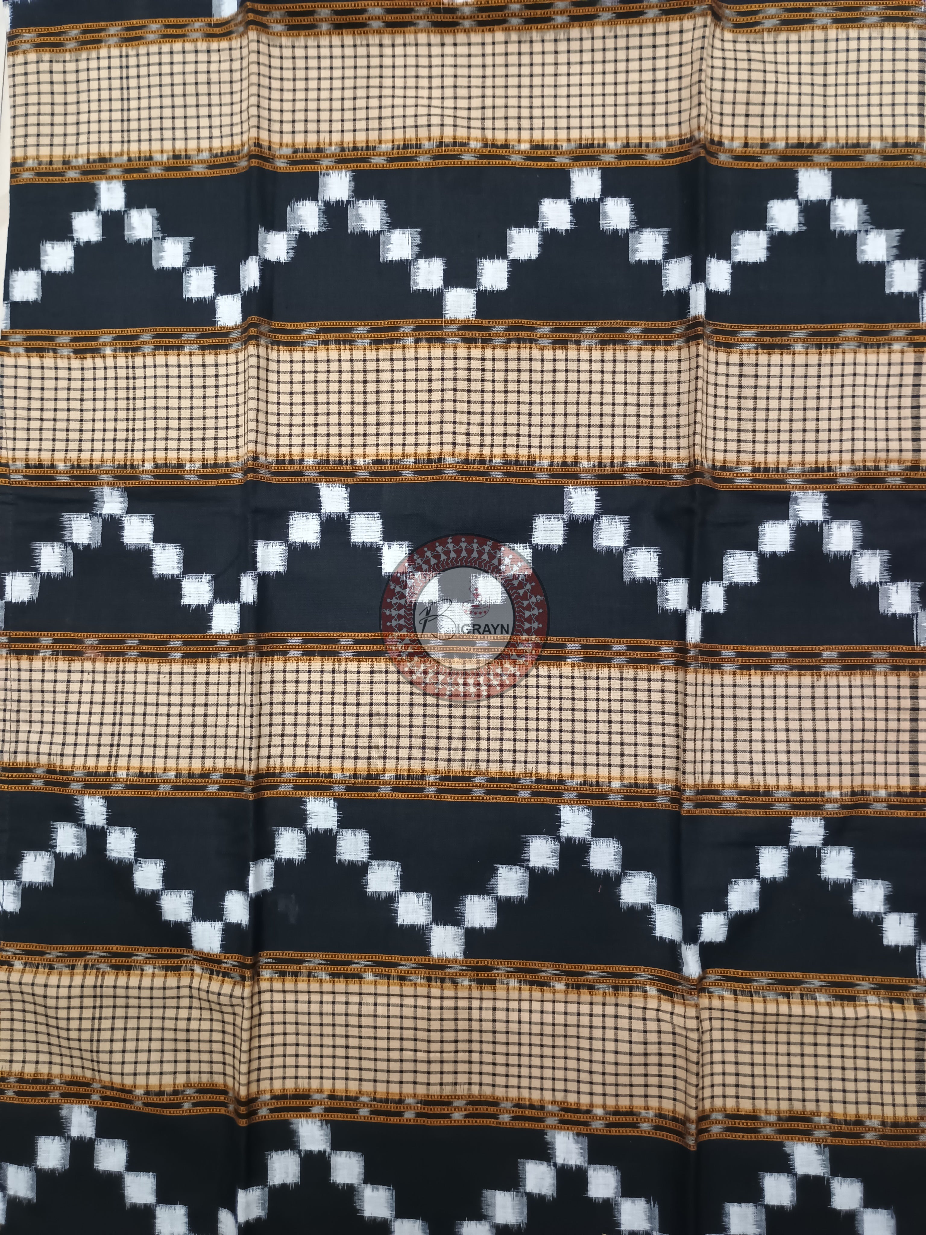 Peach Black Ikat Designer A-Line Kurti