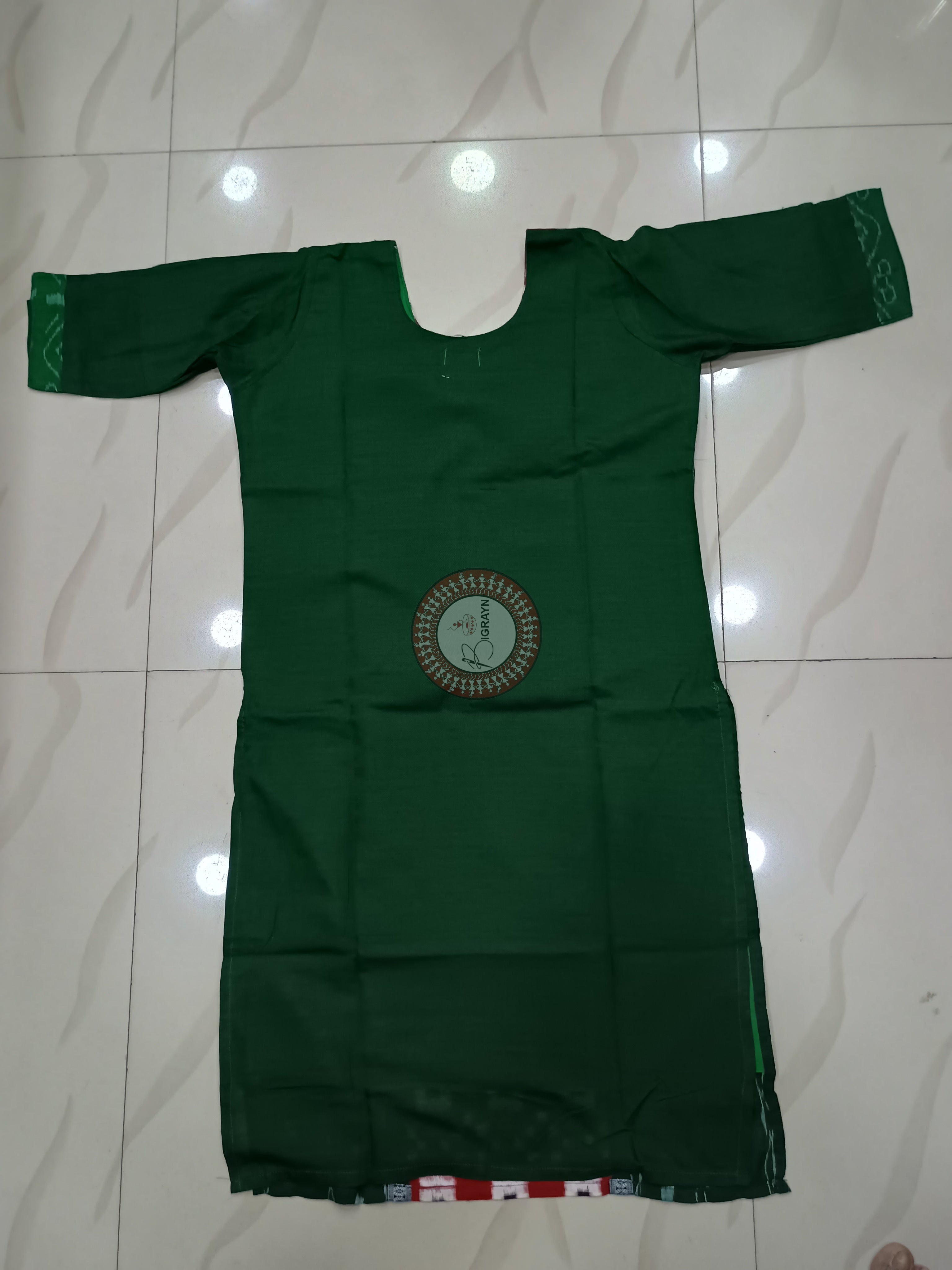 Bottle Green Maroon Pasapali Designer A-Line Kurti