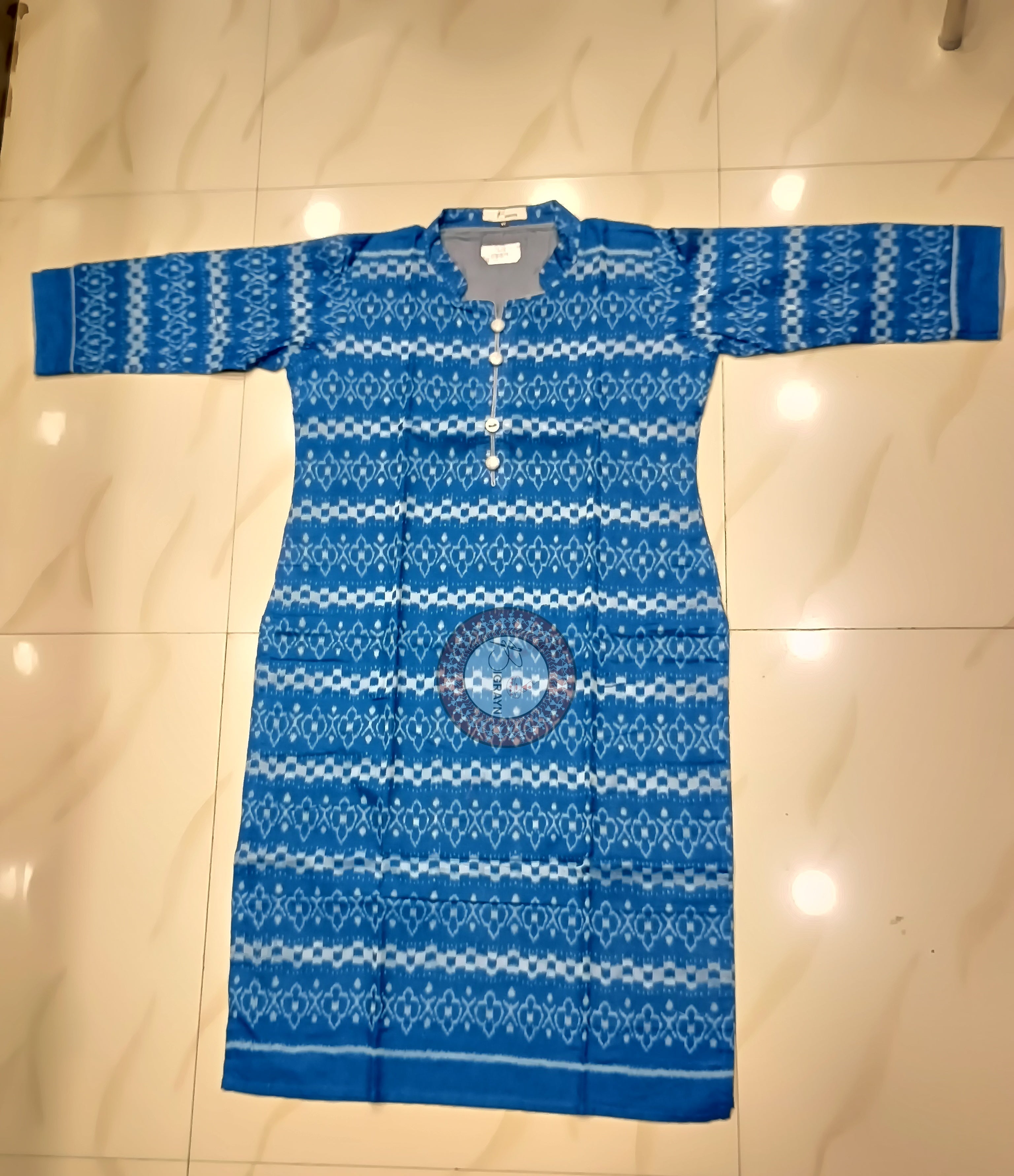 Indigo Blue Pasapali Designer A-Line Kurti