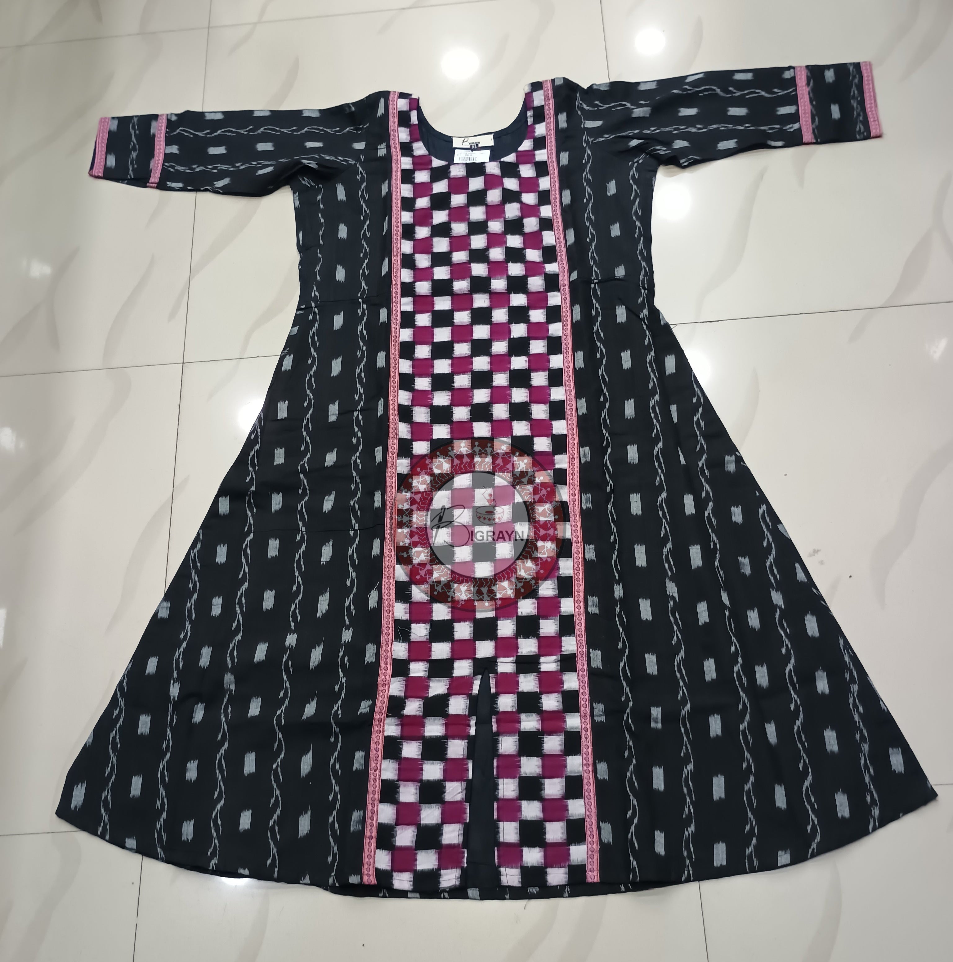 Black Multicolor Pasapali Designer A-Line Anarkali