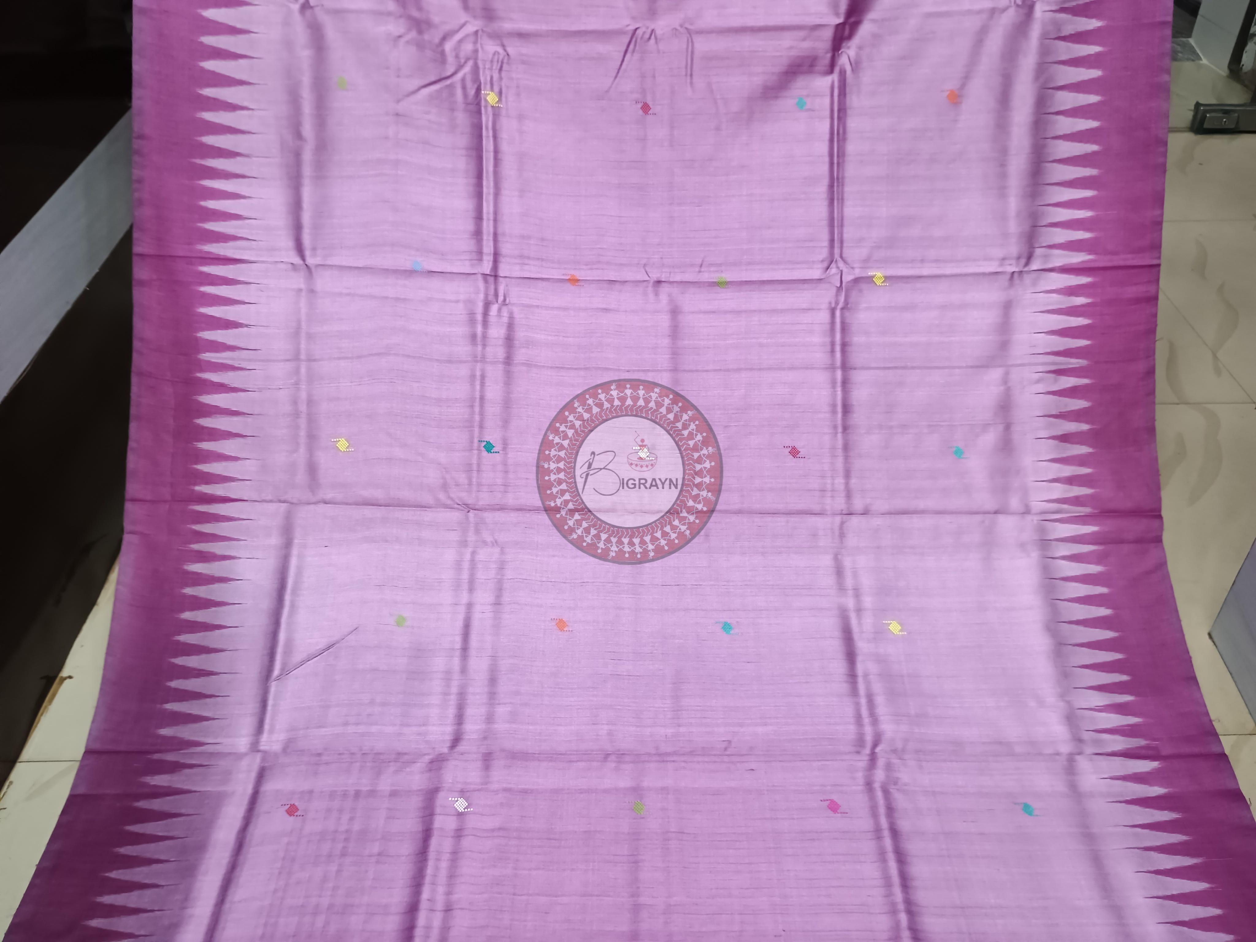 Pink Magenta Ratha Yatra Gopalpur Tussar Silk Saree