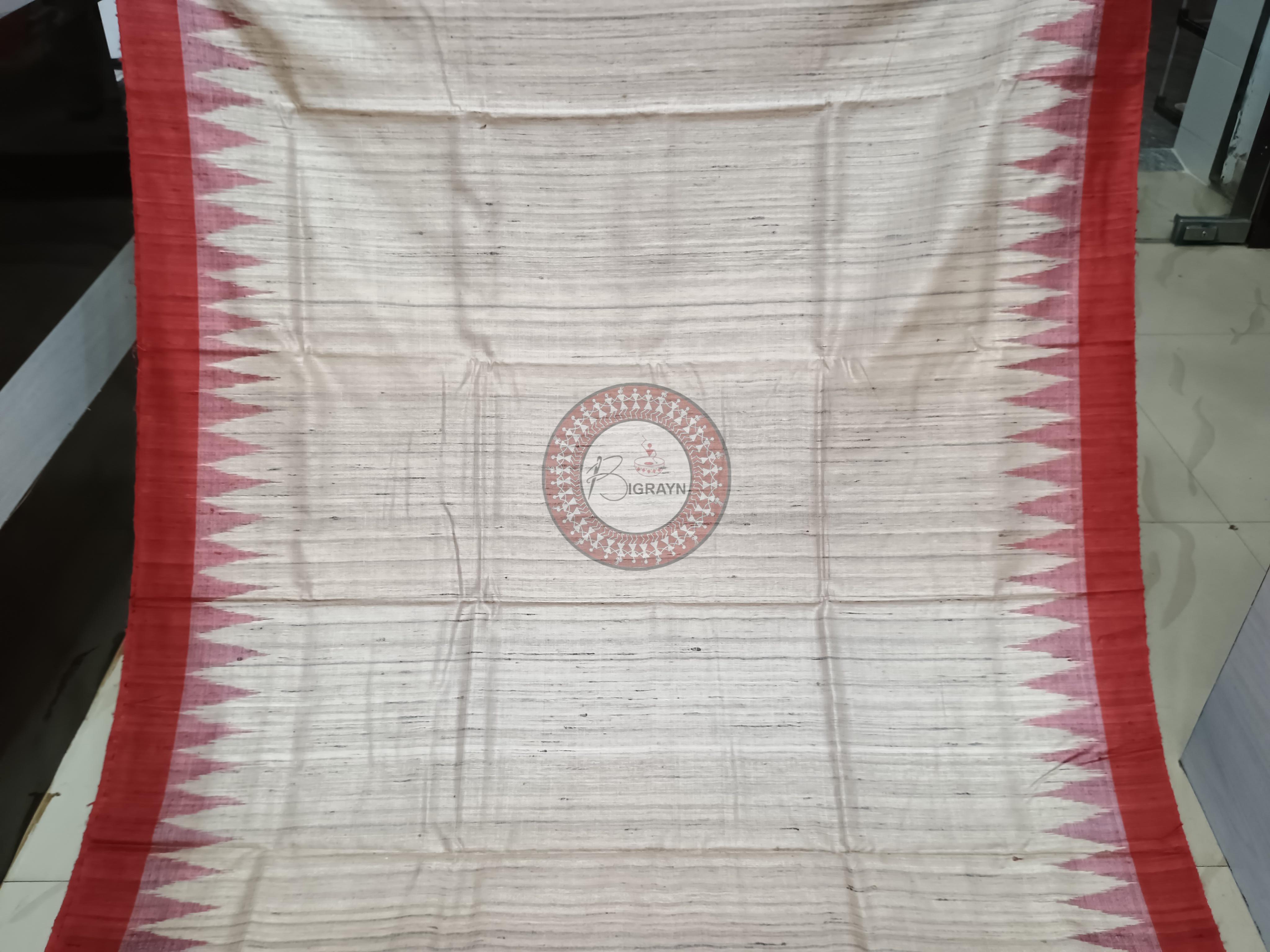 Tussar colour Red Ghichha Gopalpur Tussar Silk Saree