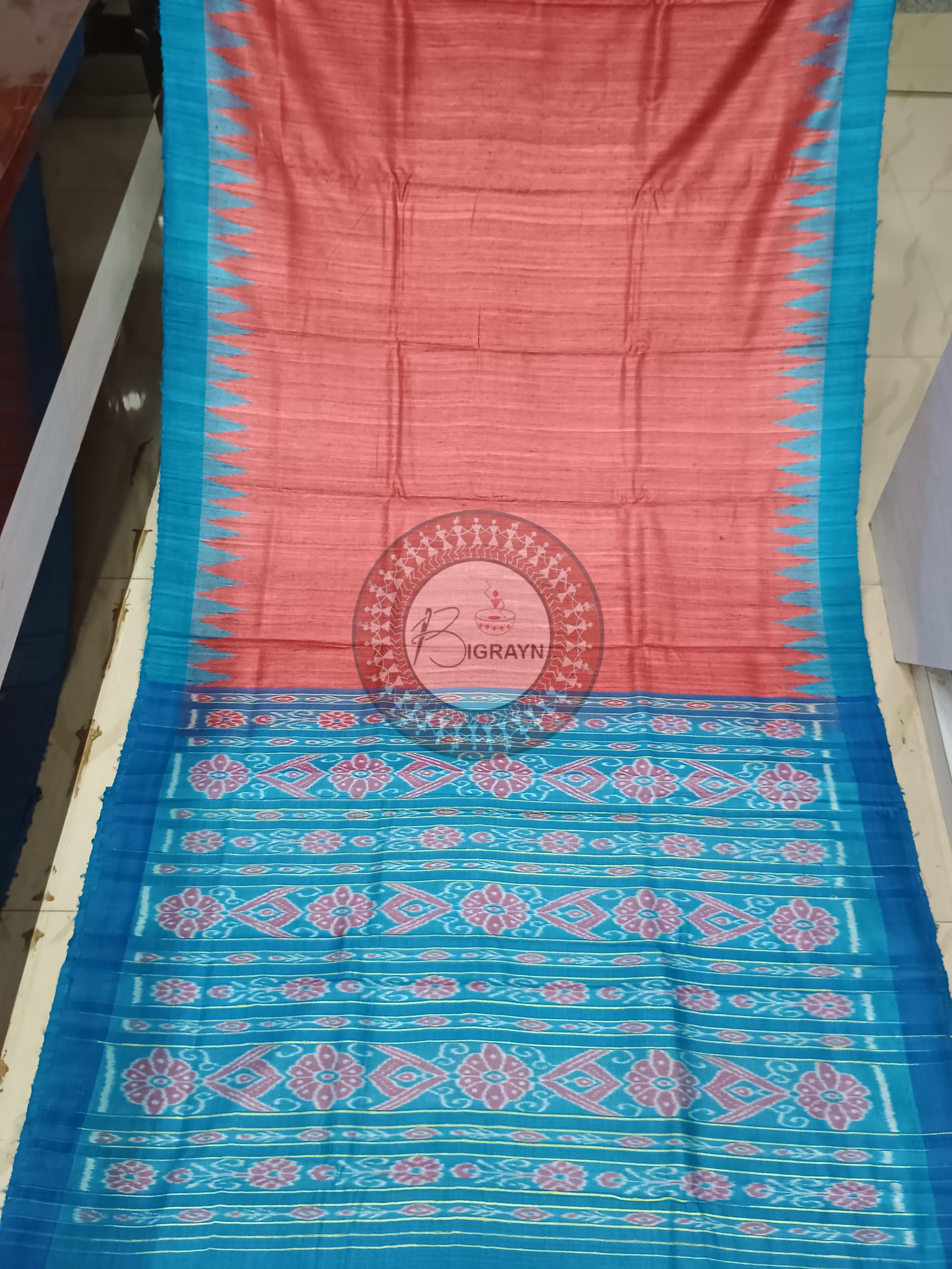 Maroon Copper Sulphate Ghichha Gopalpur Tussar Silk Saree