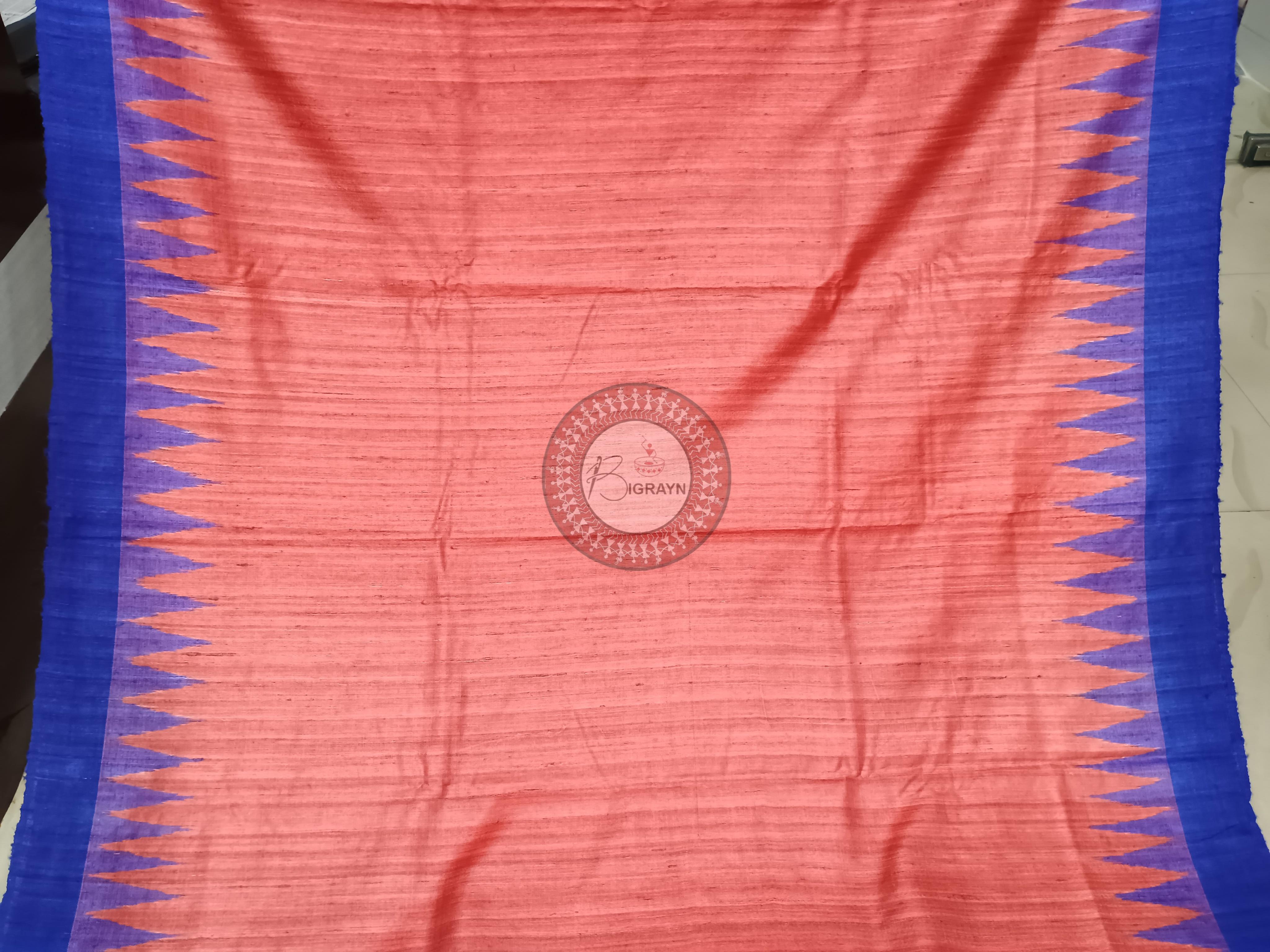 Maroon Blue Ghichha Gopalpur Tussar Silk Saree