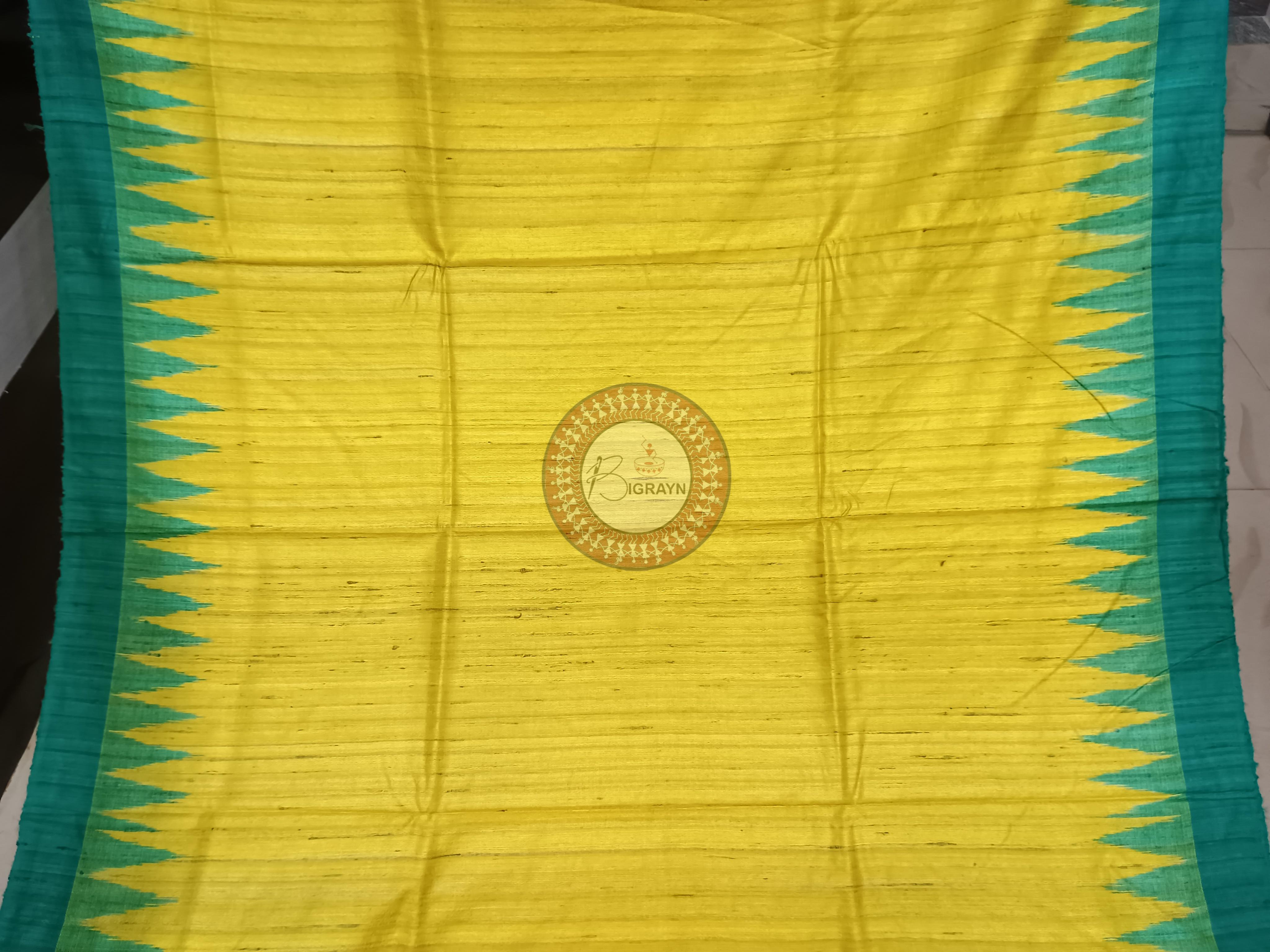 Yellow Green Ghichha Gopalpur Tussar Silk Saree