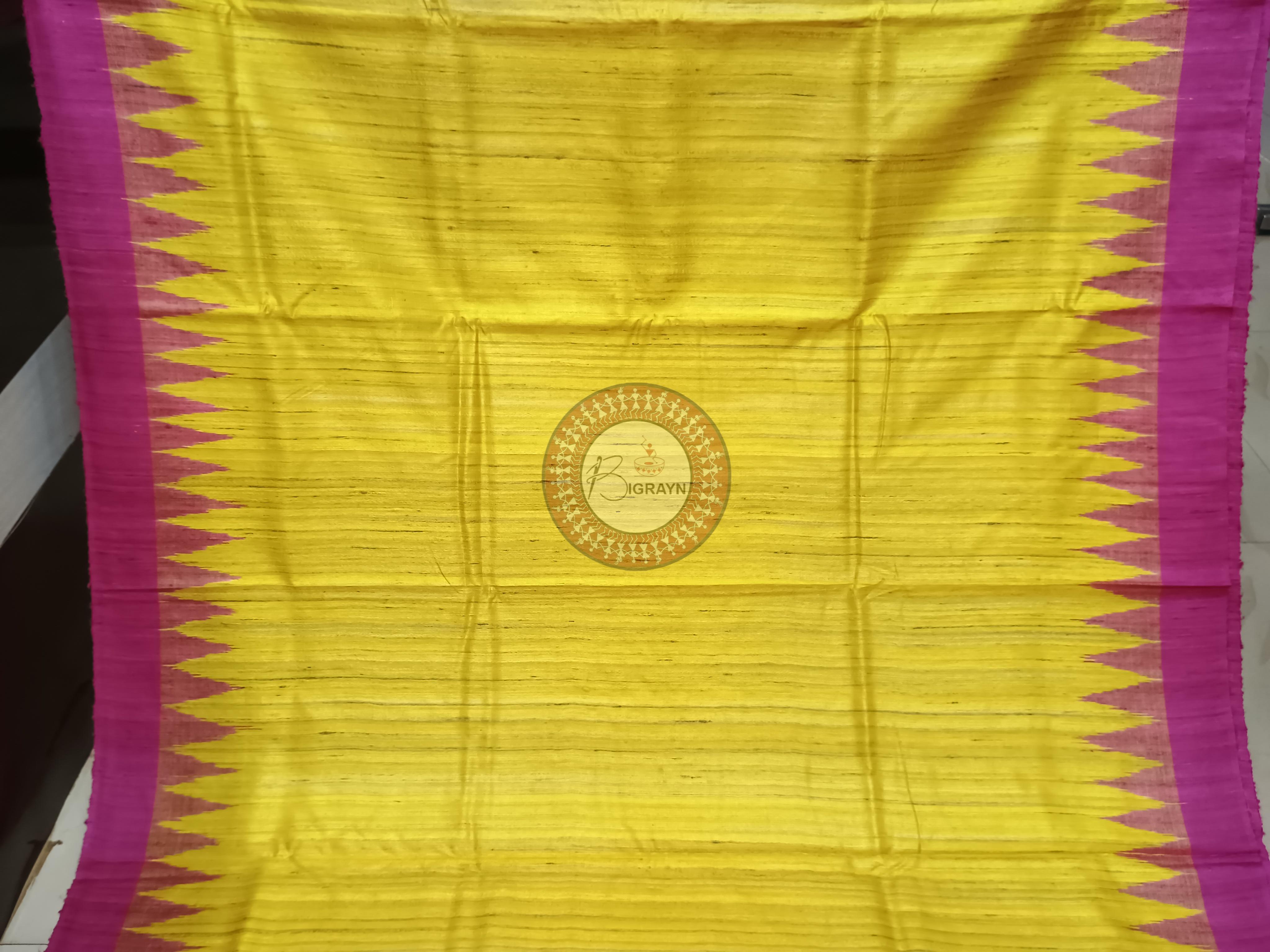 Yellow Magenta Ghichha Gopalpur Tussar Silk Saree