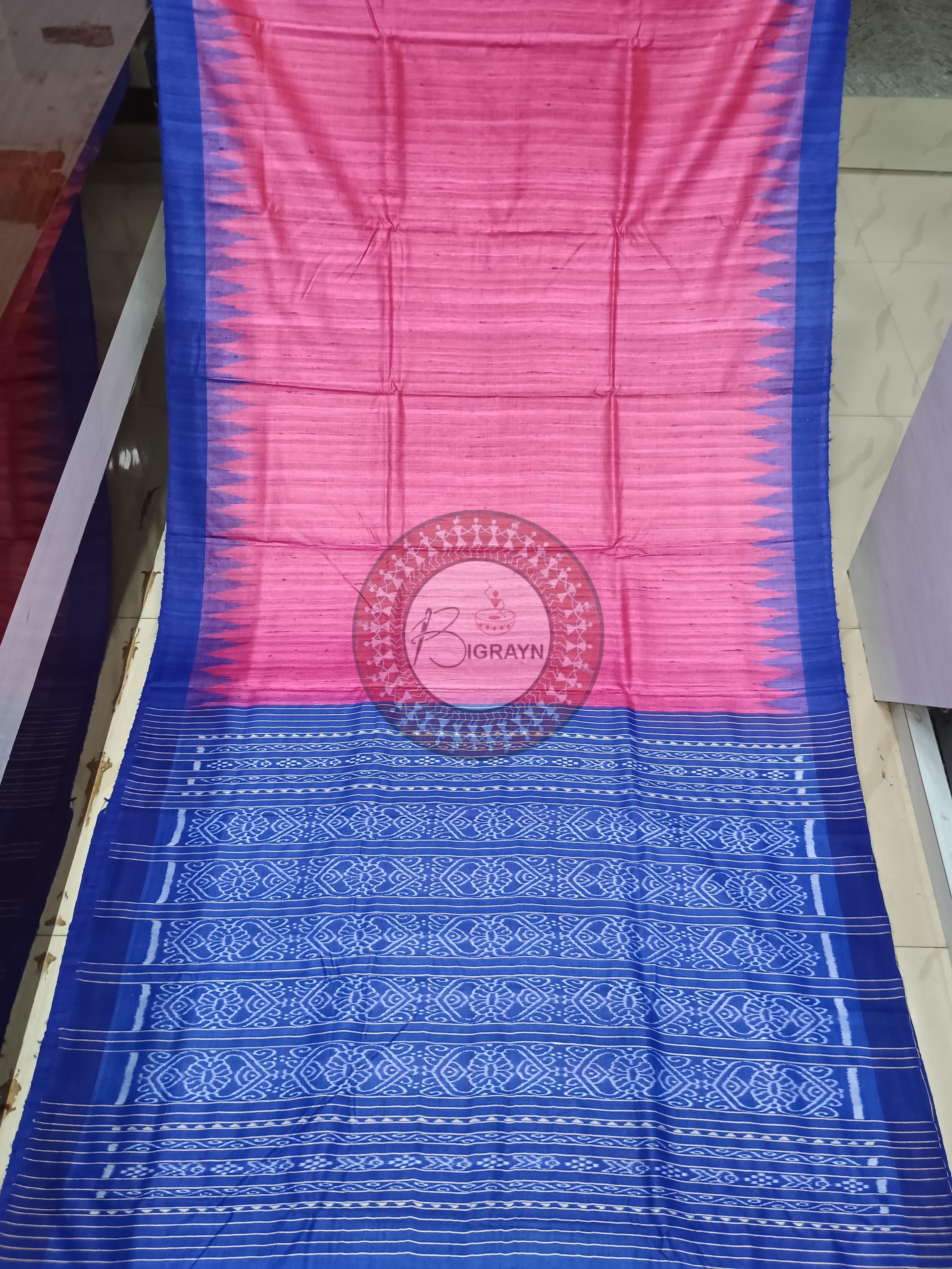 Pink Copper Sulphate Ghichha Gopalpur Tussar Silk Saree