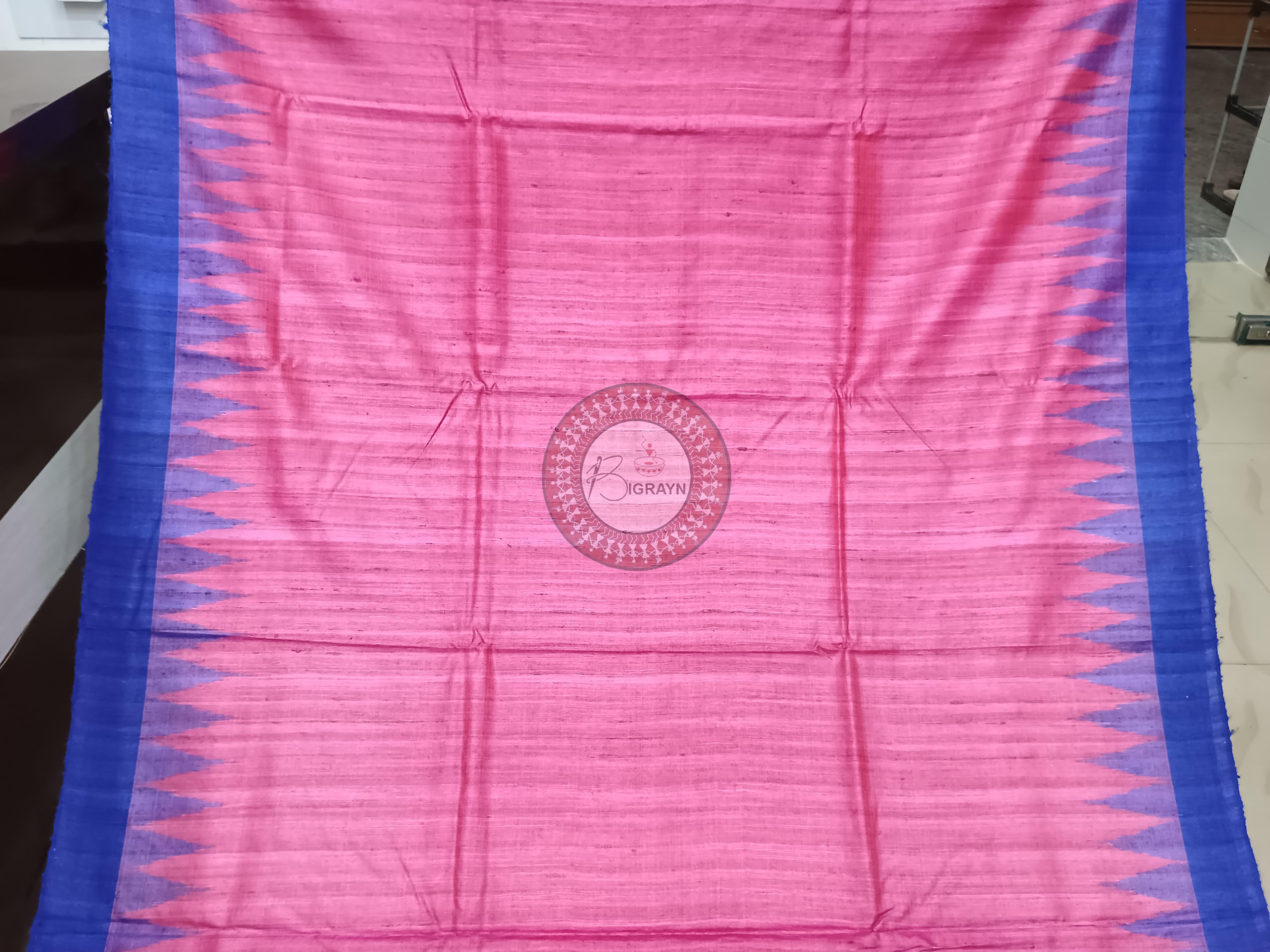 Pink Copper Sulphate Ghichha Gopalpur Tussar Silk Saree
