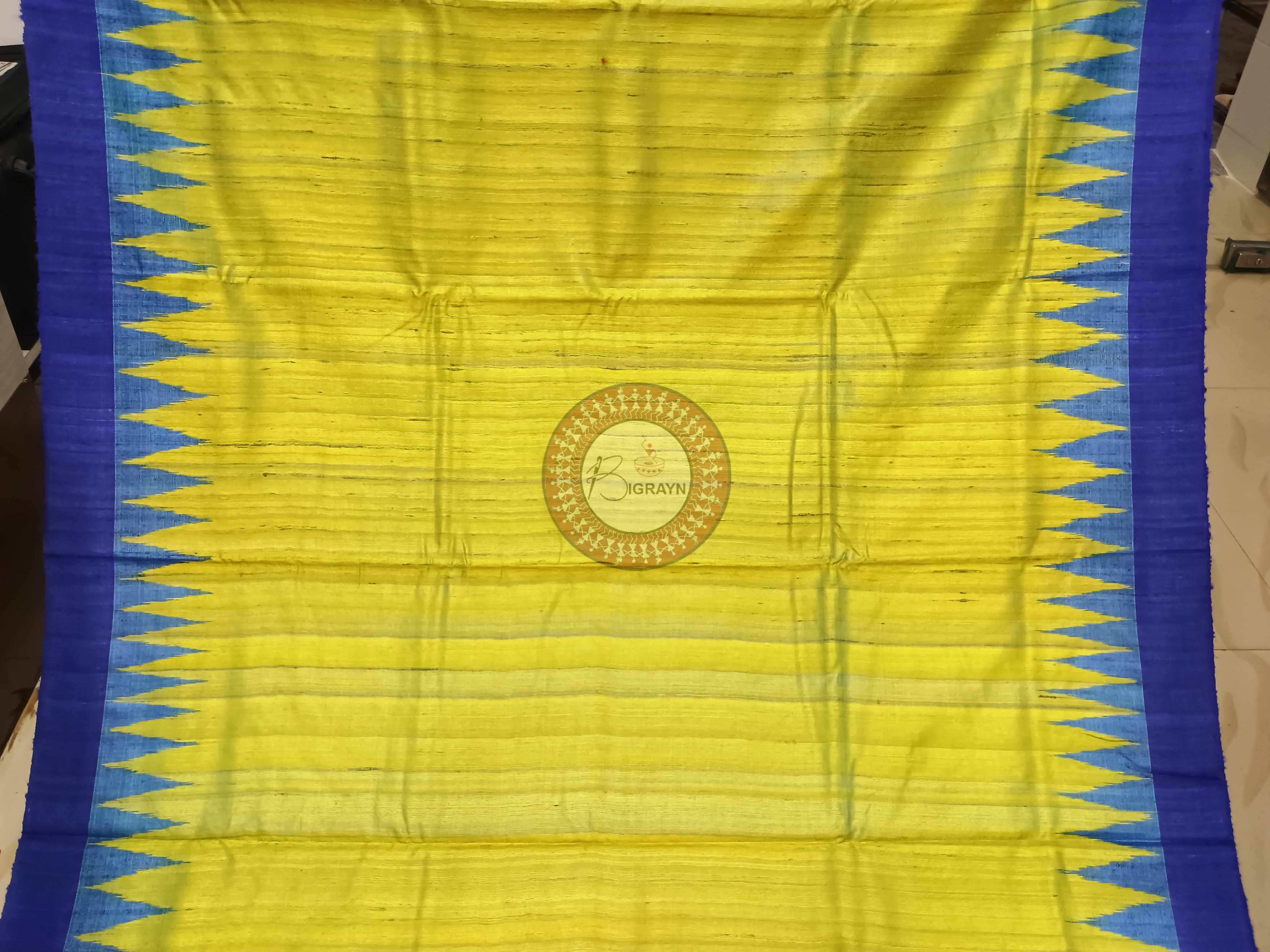 Yellow Blue Ghichha Gopalpur Tussar Silk Saree