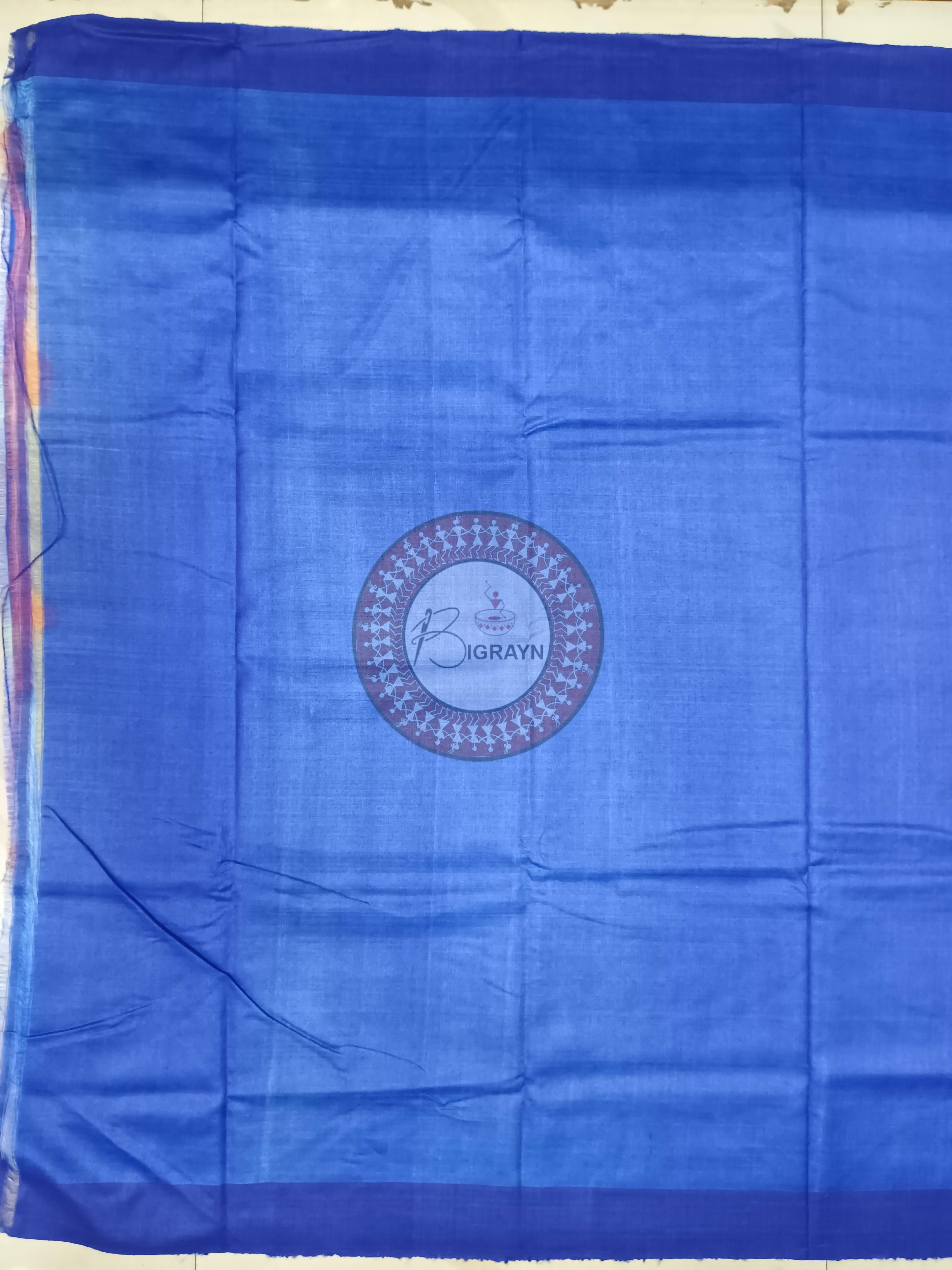 Yellow Blue Ghichha Gopalpur Tussar Silk Saree
