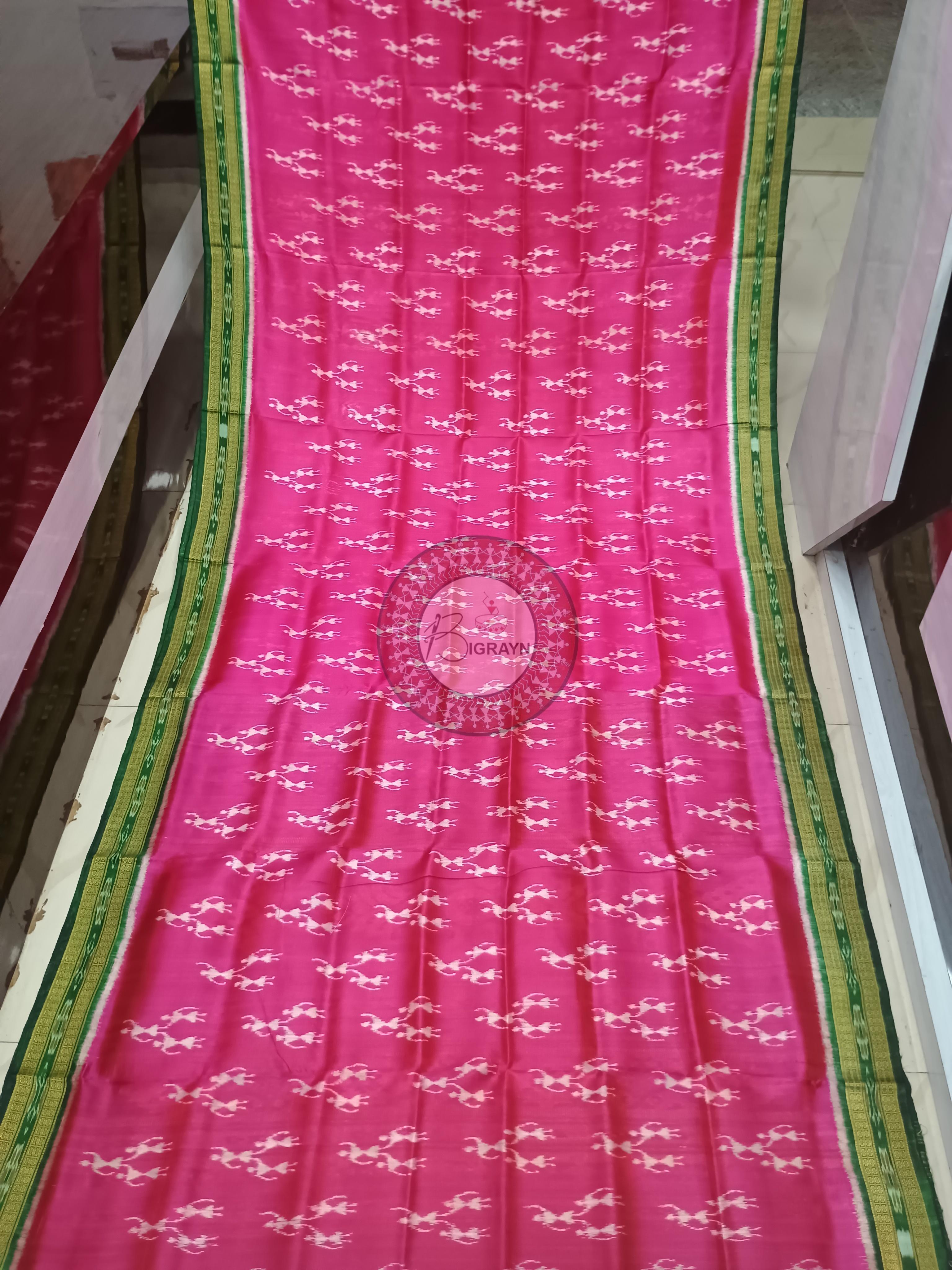 Magenta Green Tribal Khandua Silk Saree