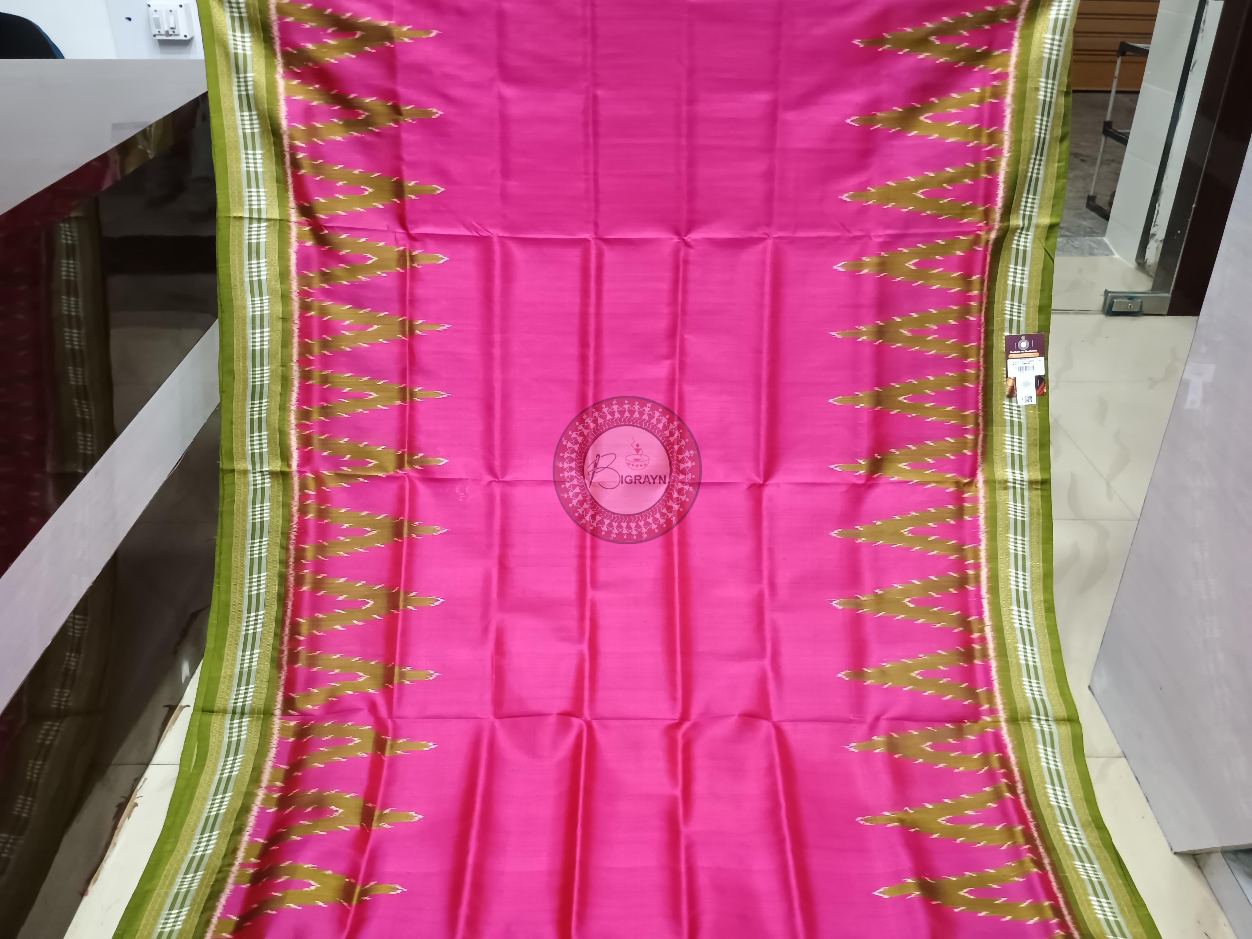 Magenta Mehendi Green Kumbha Khandua Silk Saree