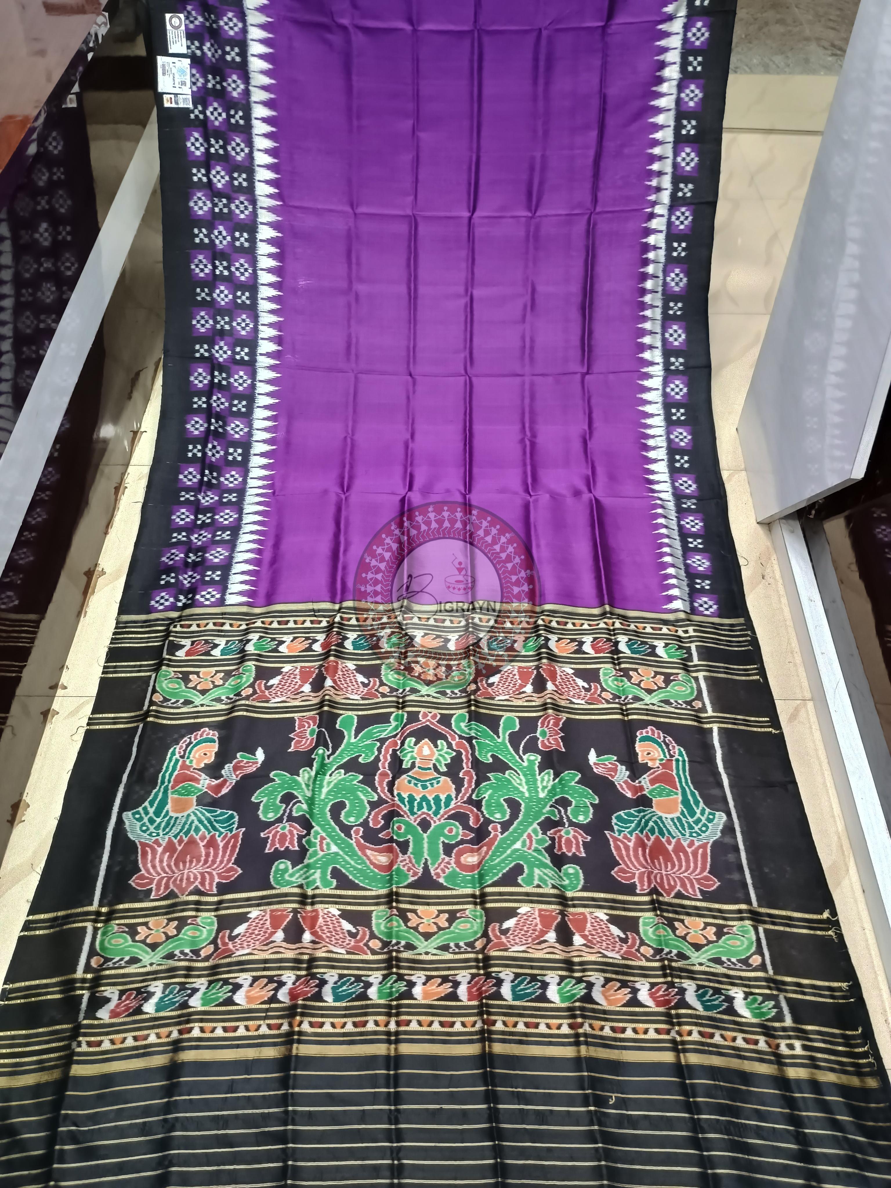 Purple Black Pasapali Border Khandua Silk Saree