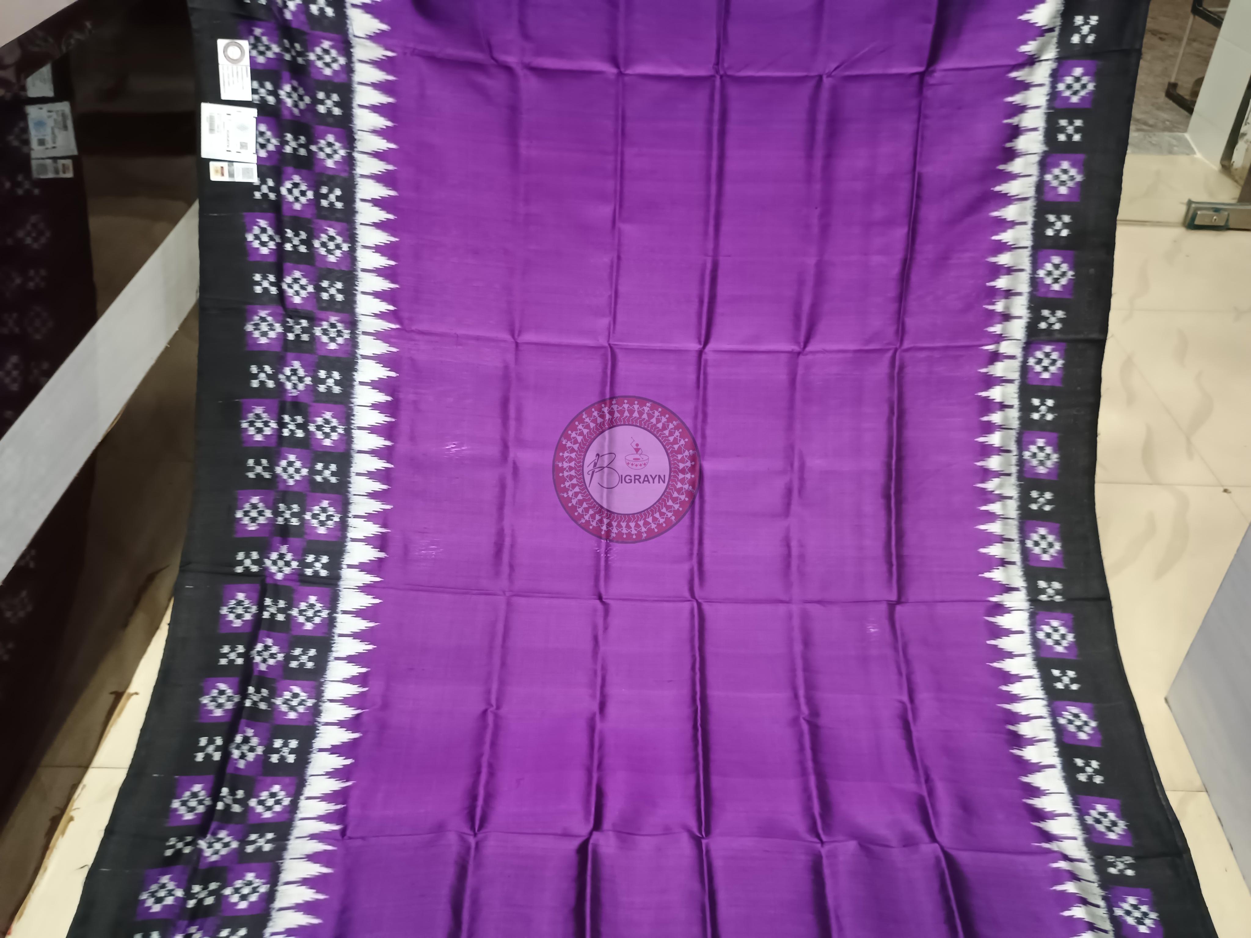 Purple Black Pasapali Border Khandua Silk Saree