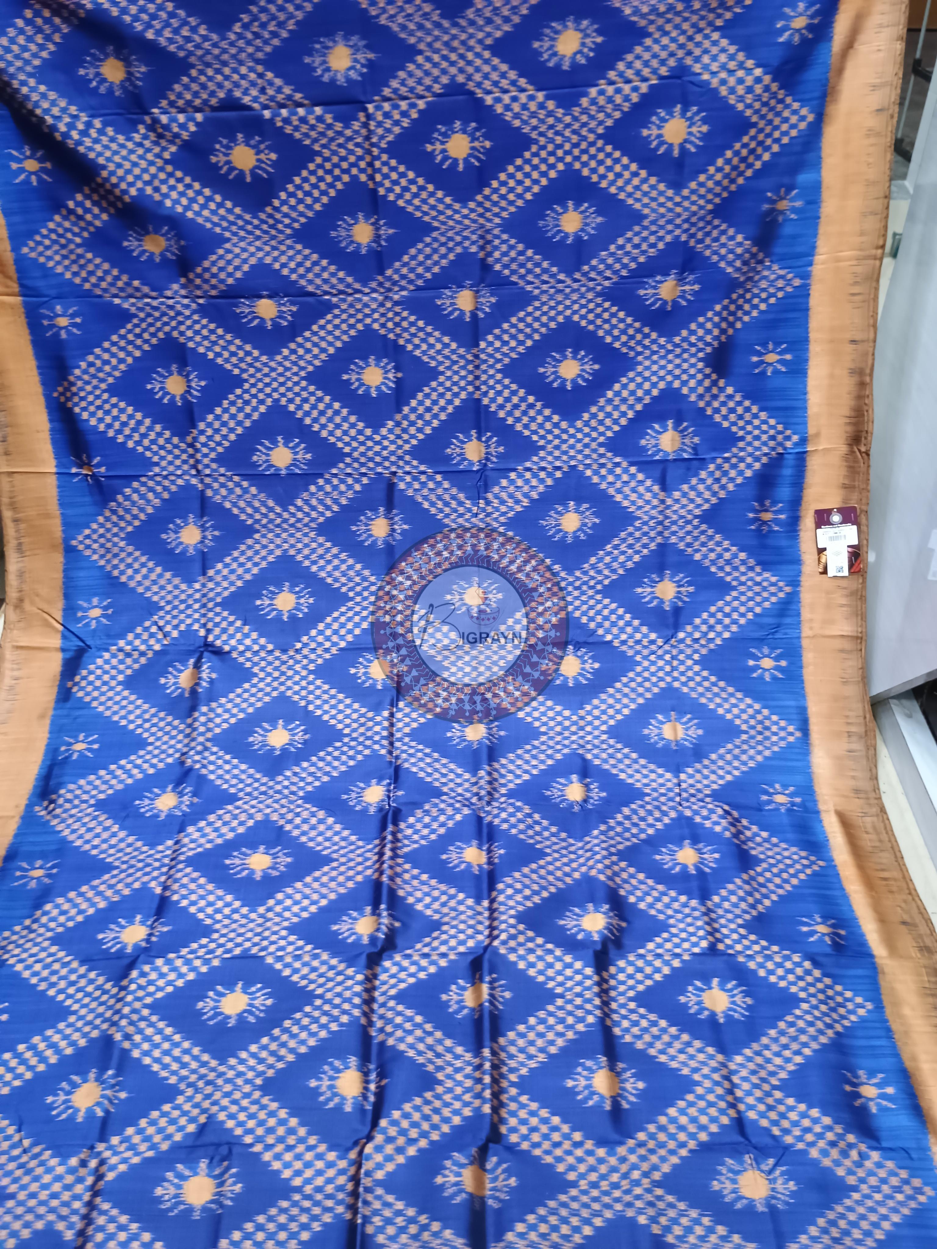 Blue Yellow Tarabali Design Khandua Silk Saree