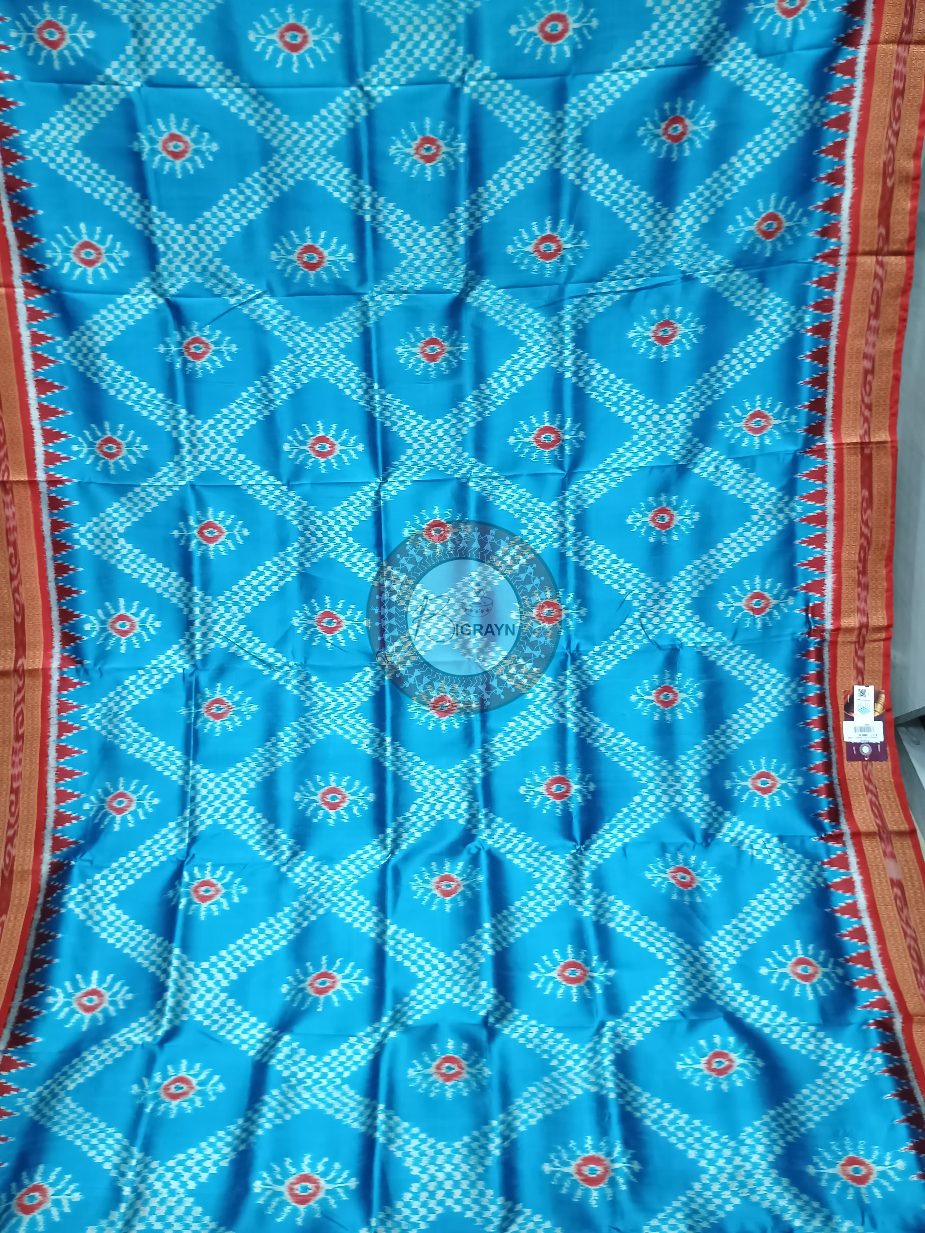 Copper Sulphate Maroon Tarabali Design Khandua Silk Saree
