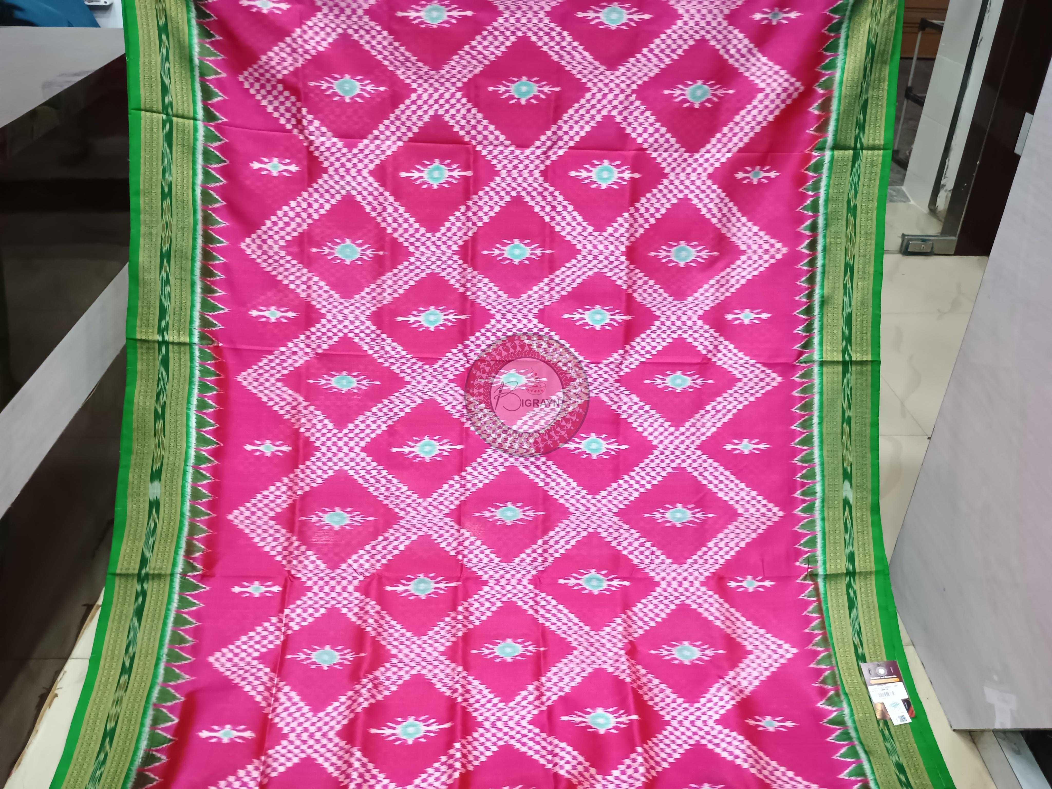 Magenta Green Tarabali Design Khandua Silk Saree