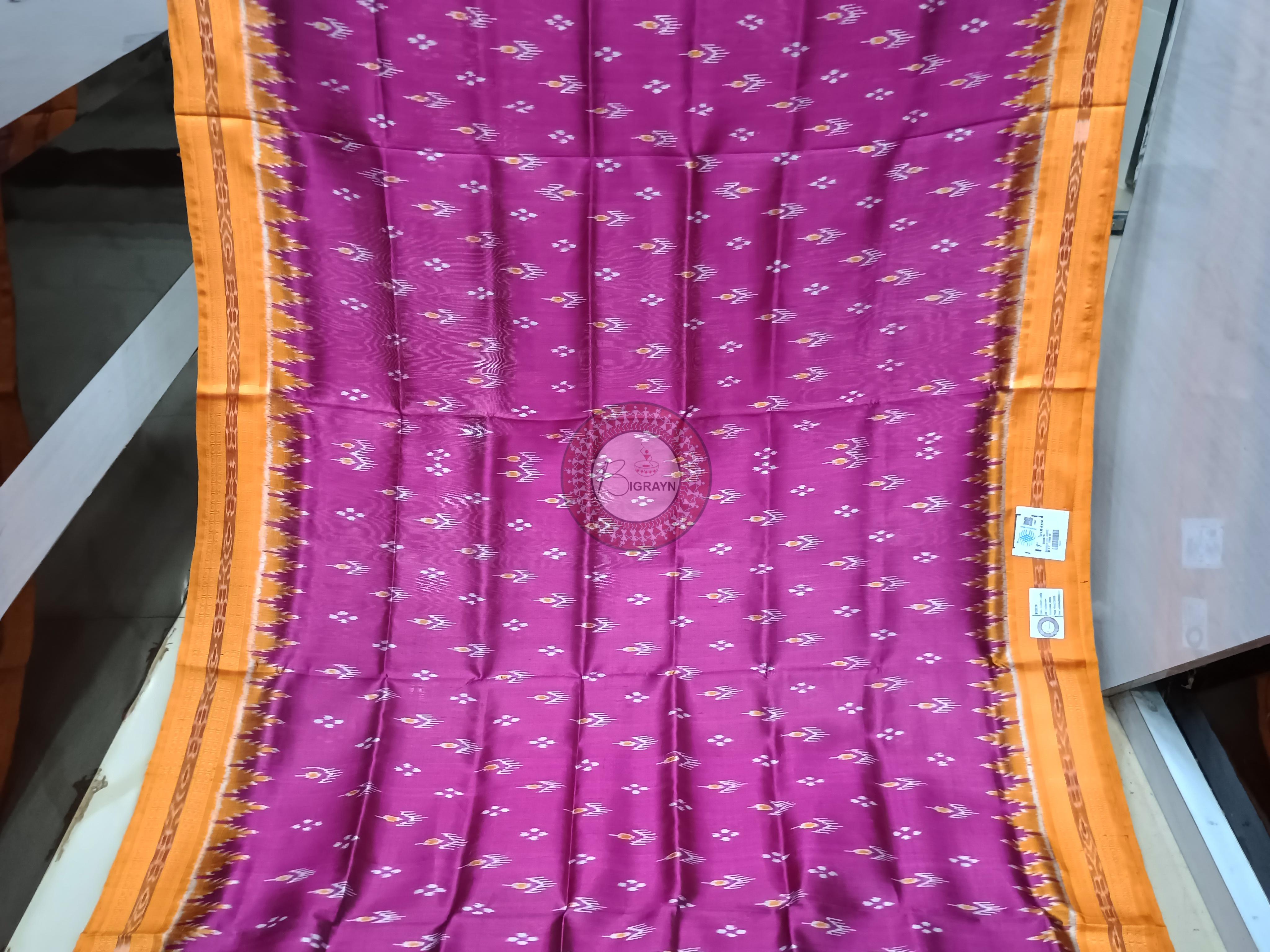 Magenta Rust Mayur Chandrika Design Khandua Silk Saree