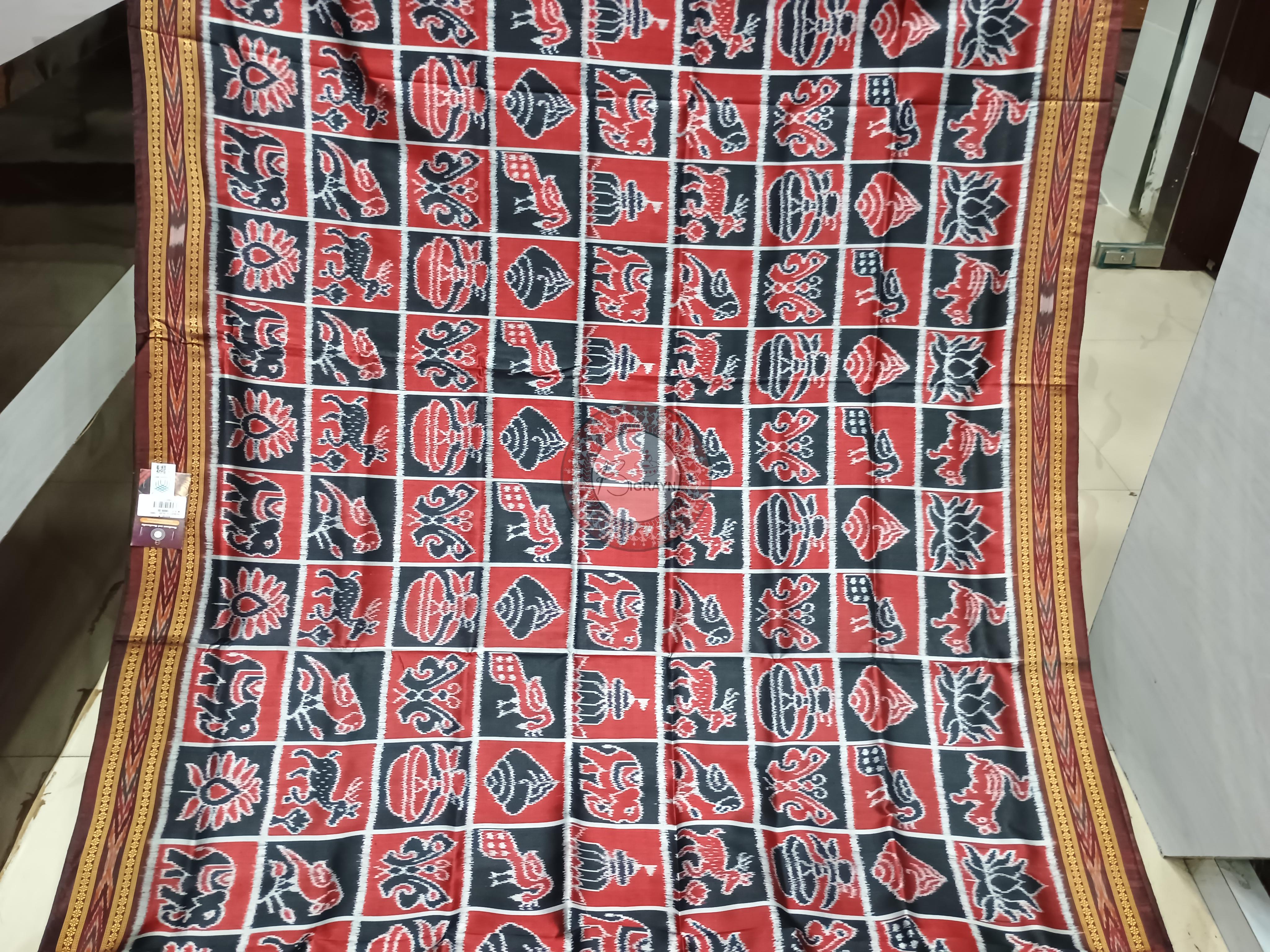 Black Maroon Nabakothi Design Khandua Silk Saree
